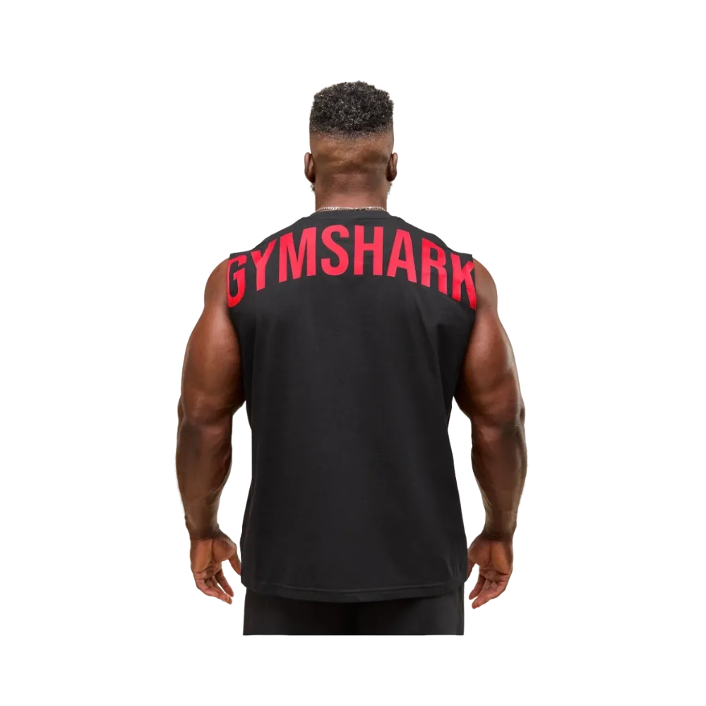 Gymshark Power Cut Off Tank Oversized Fit Black/Conditioning Red