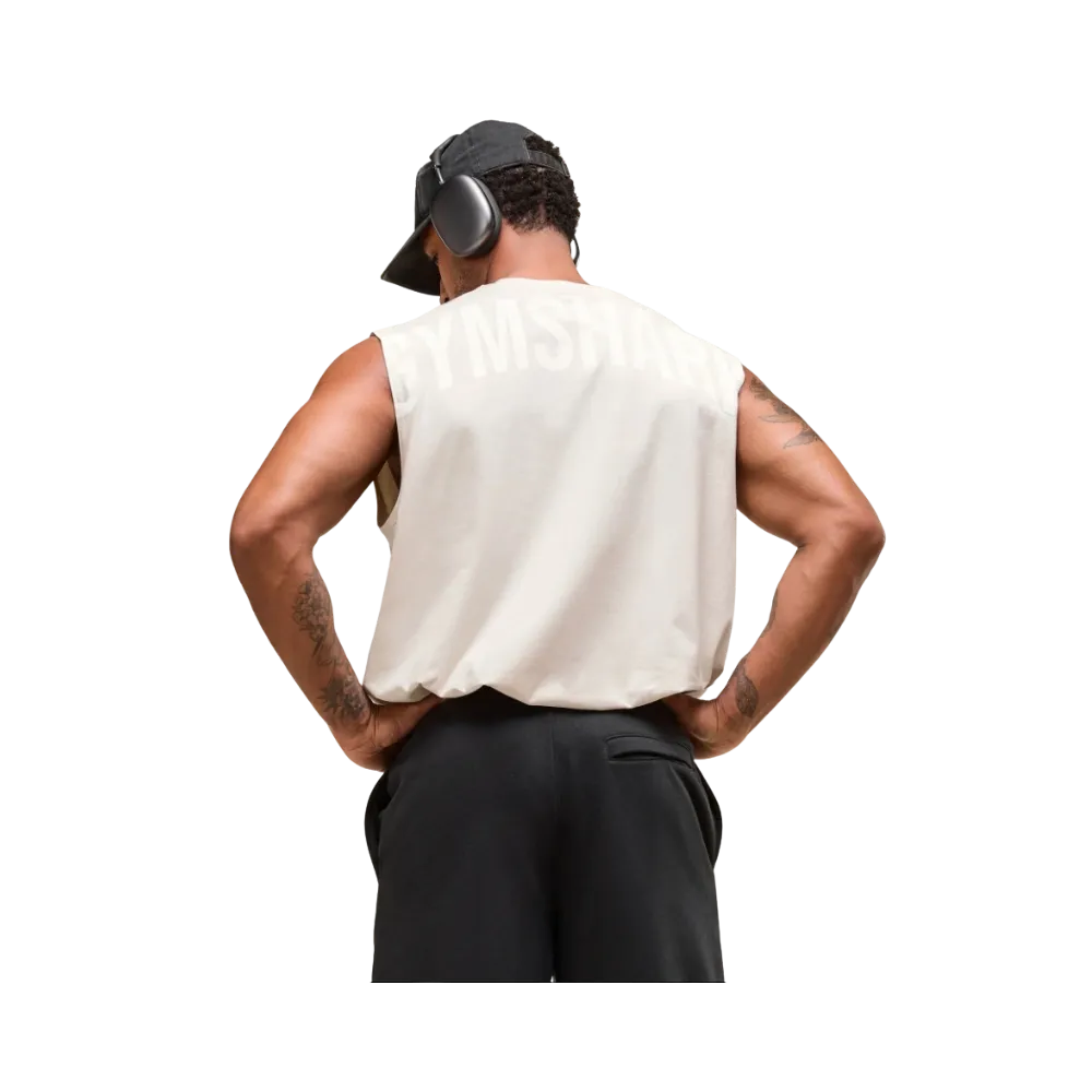 Gymshark Power Cut Off Tank Oversized Fit Oat White