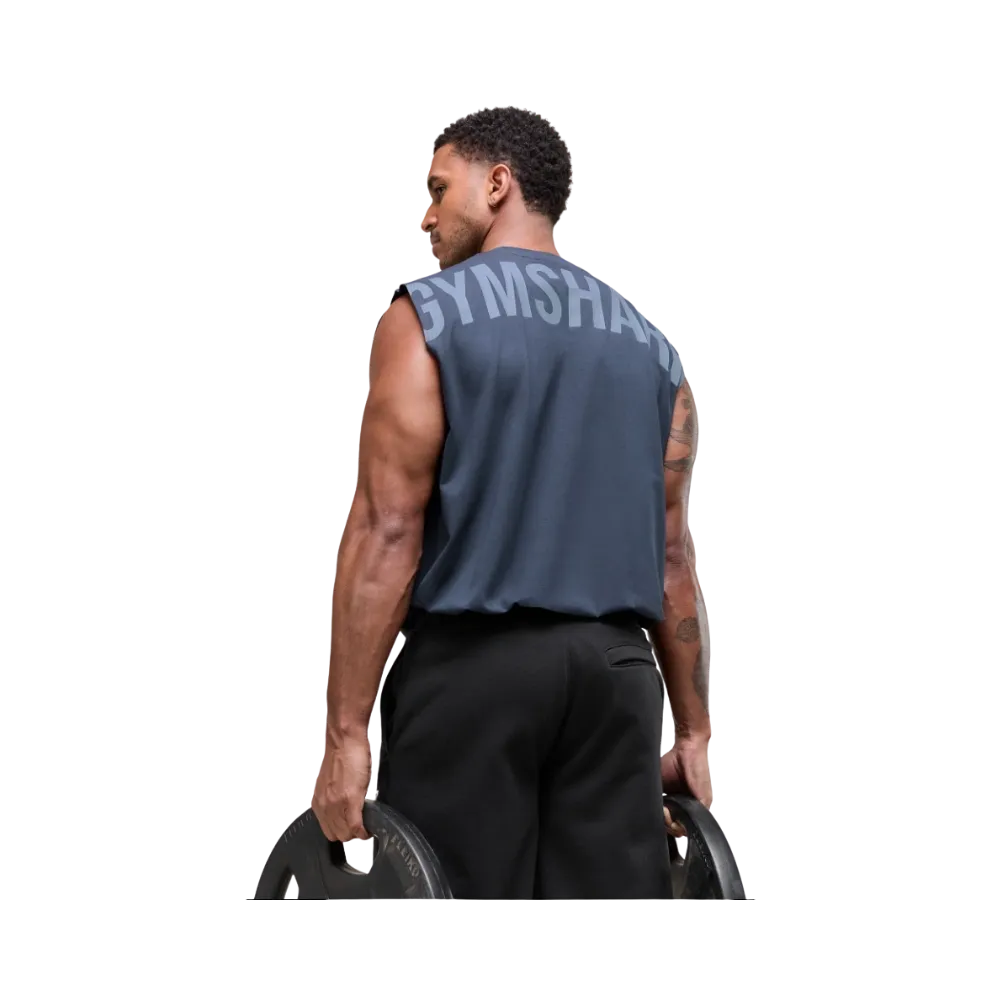 Gymshark Power Cut Off Tank Oversized Fit Heavy Blue