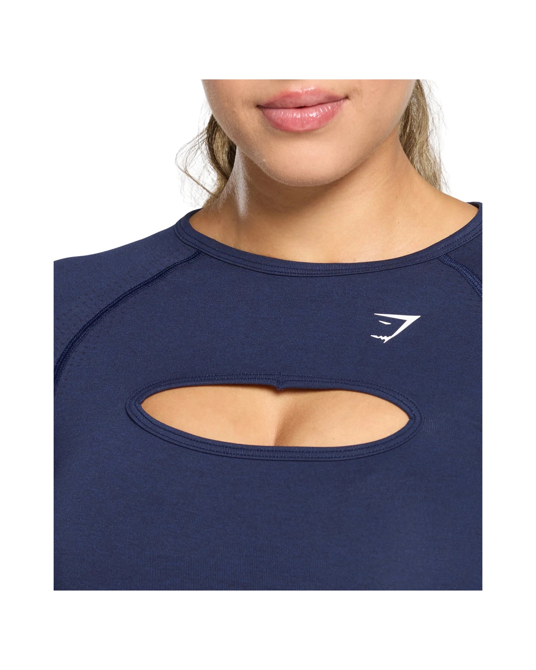 Gymshark Vital Long Sleeve Cut Out Top Body fit Heavy Blue/Marl