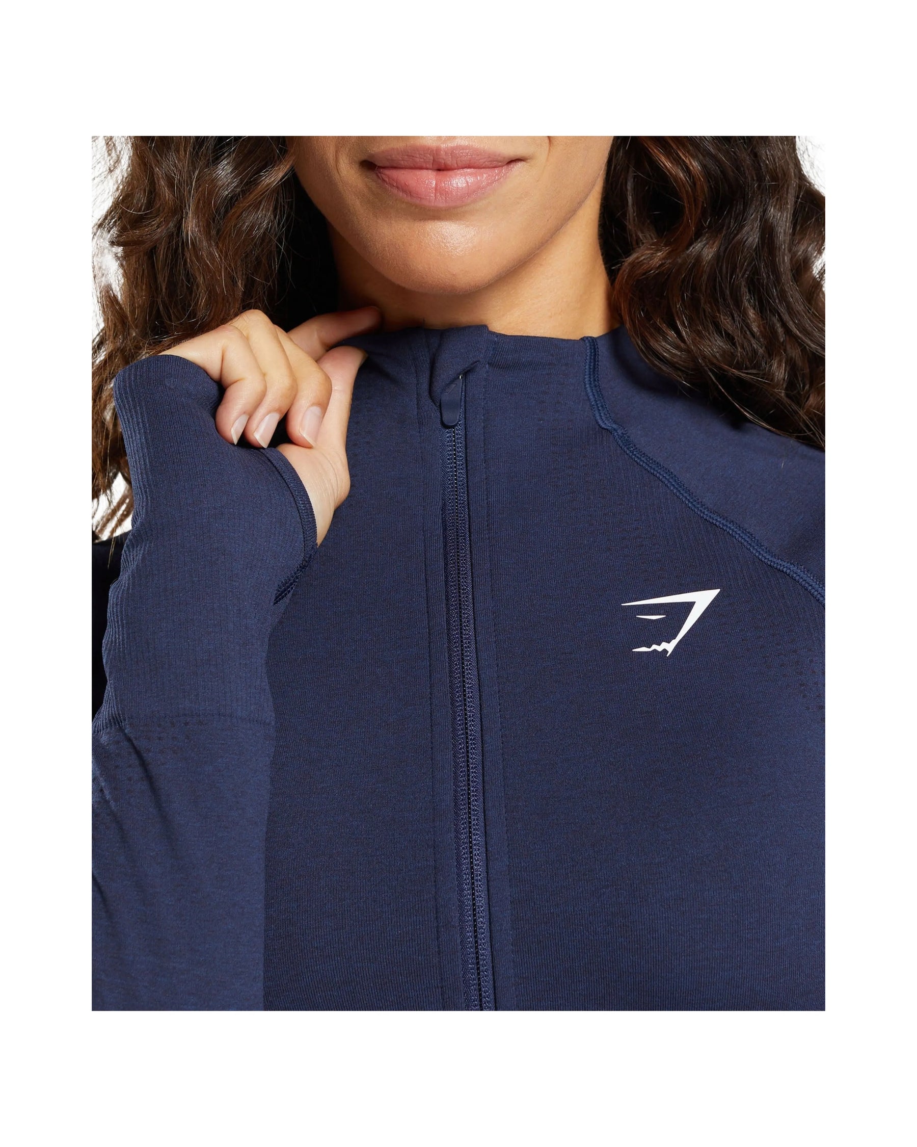 Gymshark Vital Midi Zip Up Jacket Heavy Blue Marl