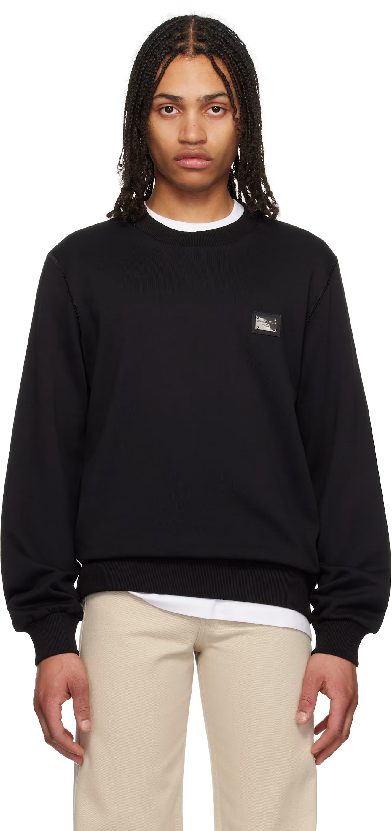 Dolce&Gabbana Black Branded Tag Jersey Sweatshirt