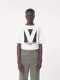 Valentino 'Chez' White Crewneck T-Shirt with Maxi Logo Print on the Front in Cotton Man