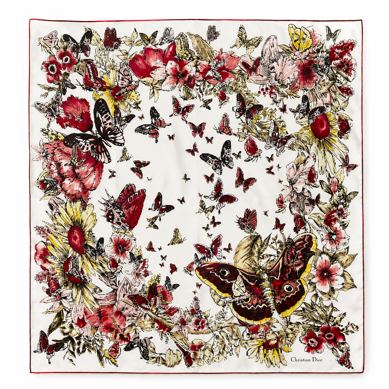 Large Christian Dior Beauty Pink Butterfly Square 100% Silk Scarf (VIP Gift) NWT