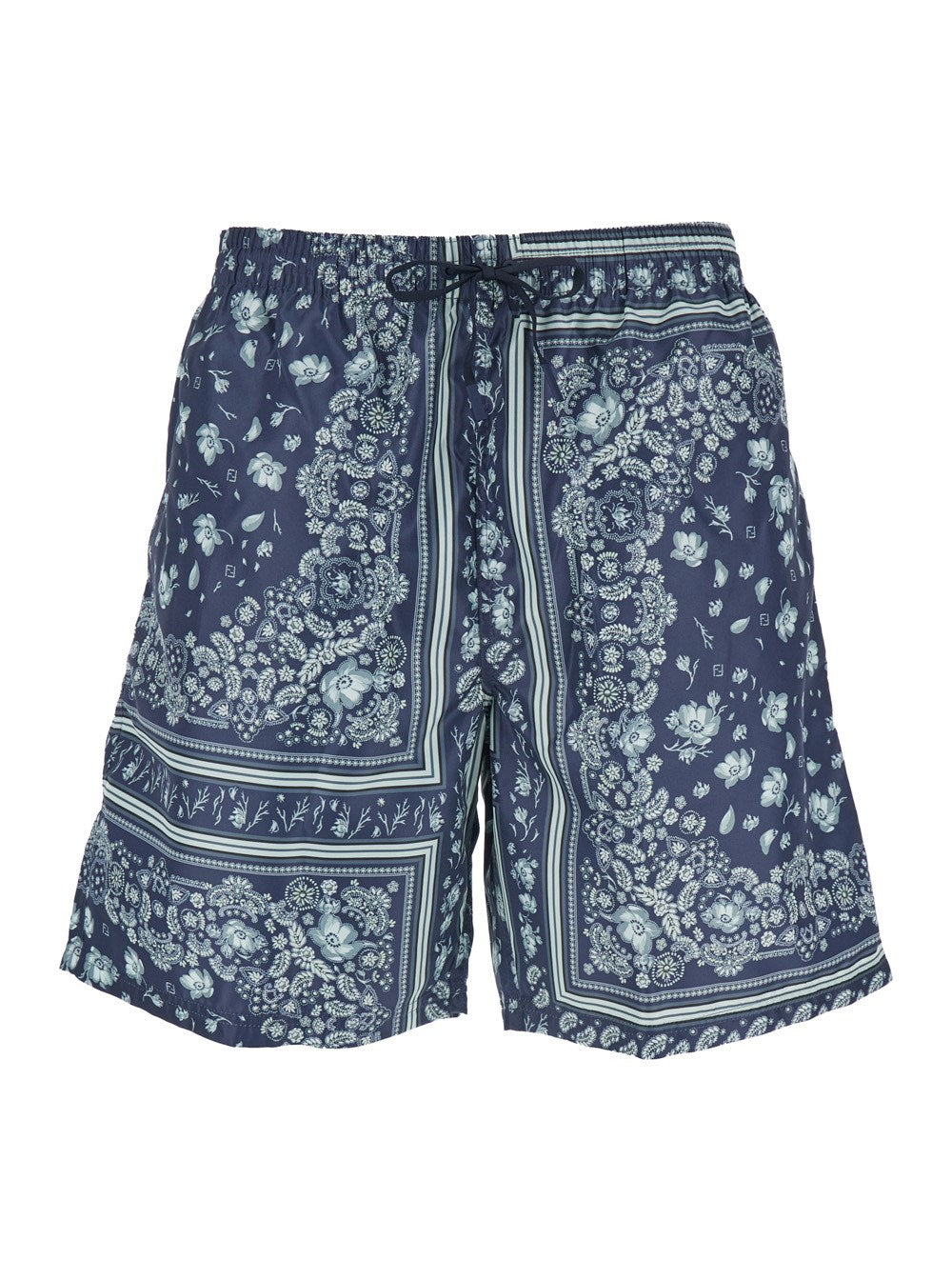 Fendi Blue Swimsuit with Elasticated Waist and All-Over FF Motif in Tech Fabric Man