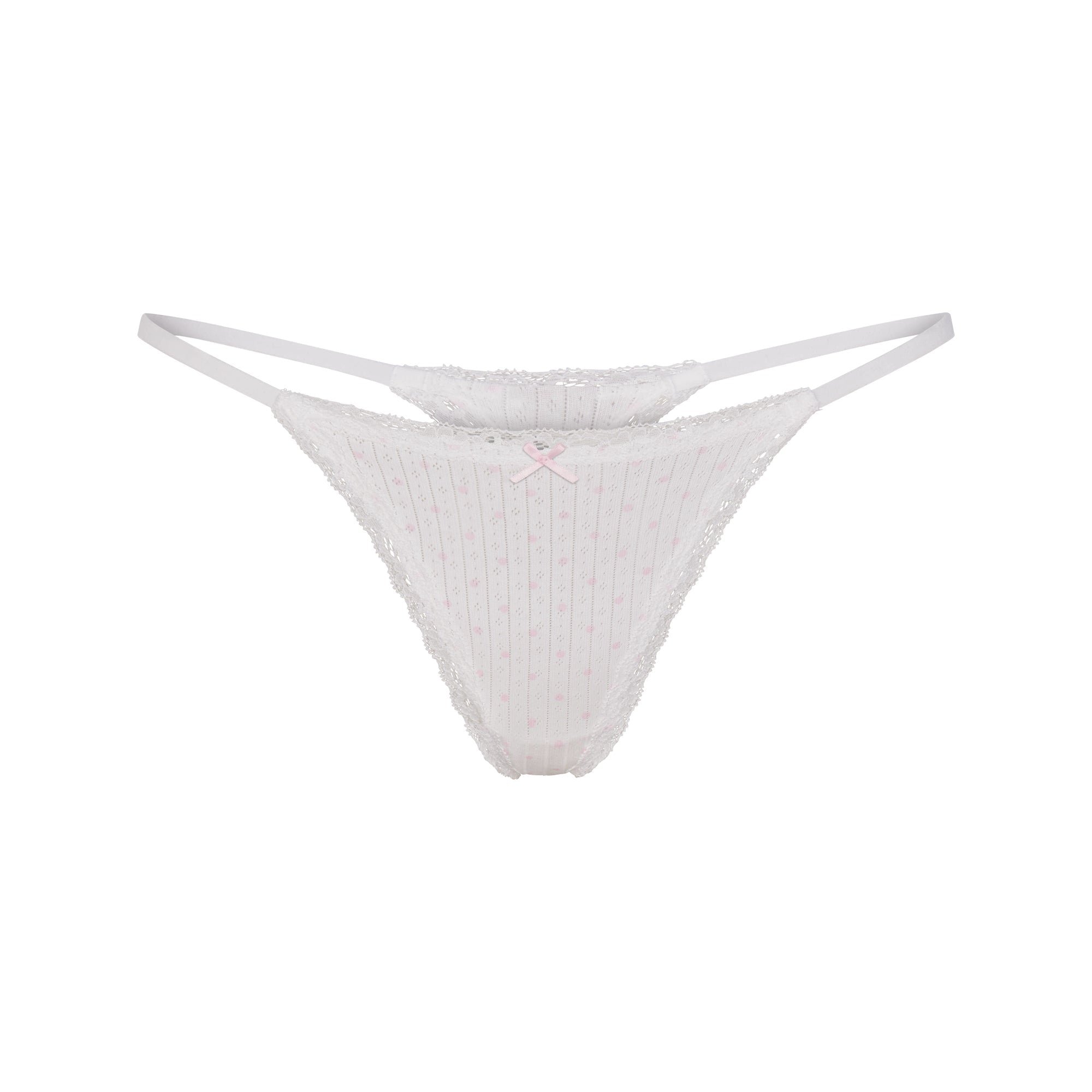 Lightweight Cotton Pointelle Lace String Thong