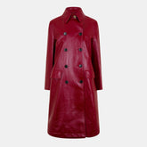 Shiny Leather Double-Breasted Coat