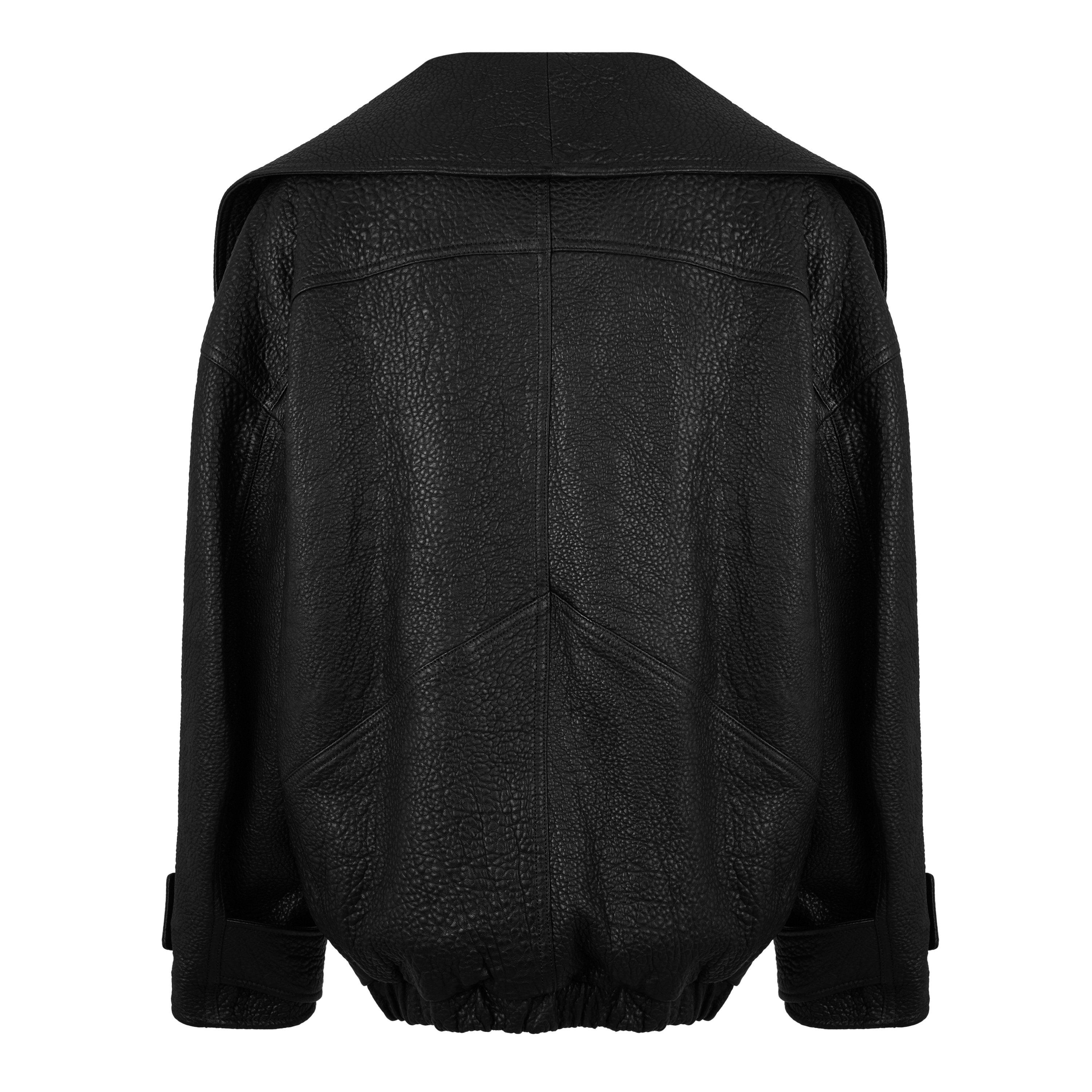 Oversized Lambskin Long Sleeve Leather Jacket