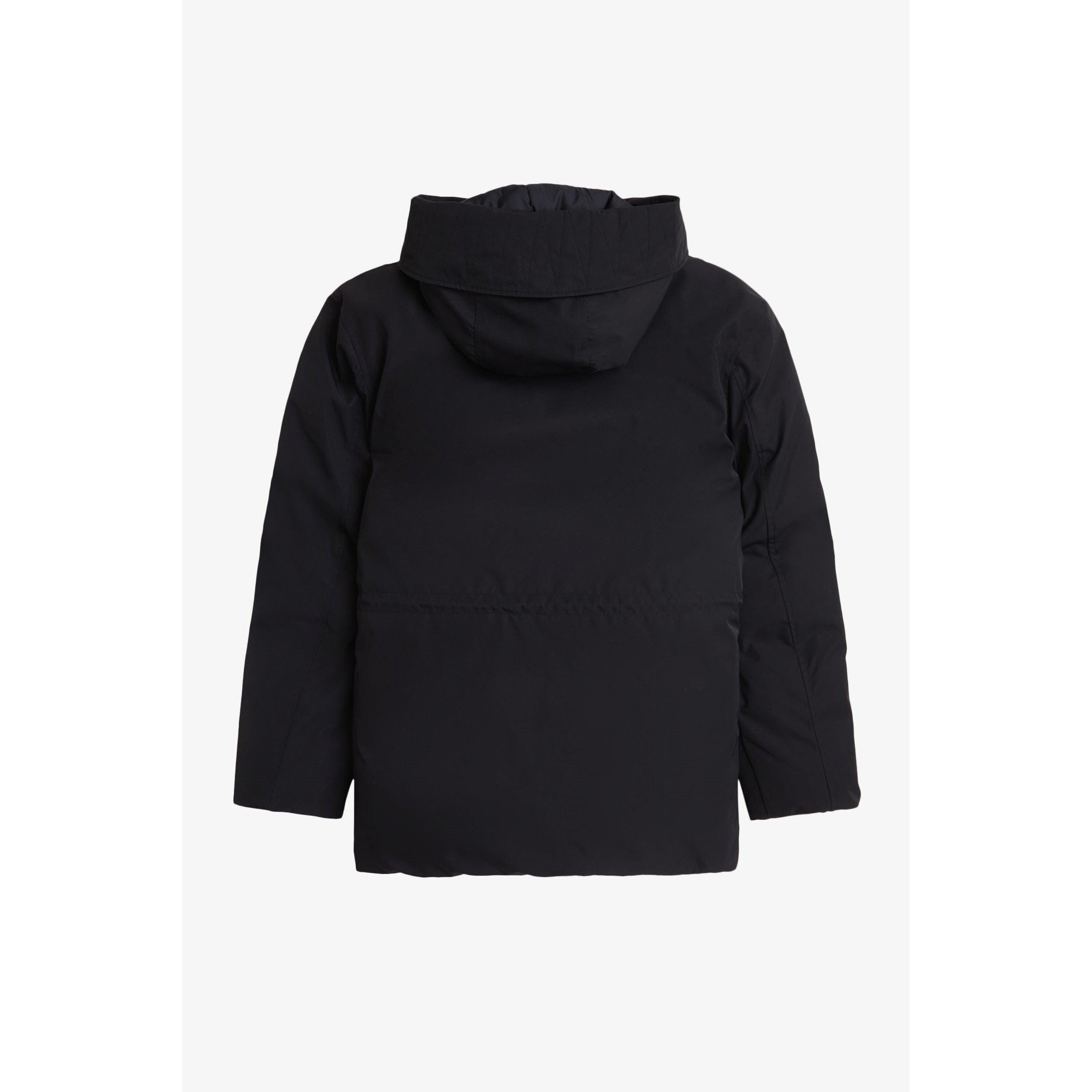 Patch Puffer Hooded Thigh Length Parka