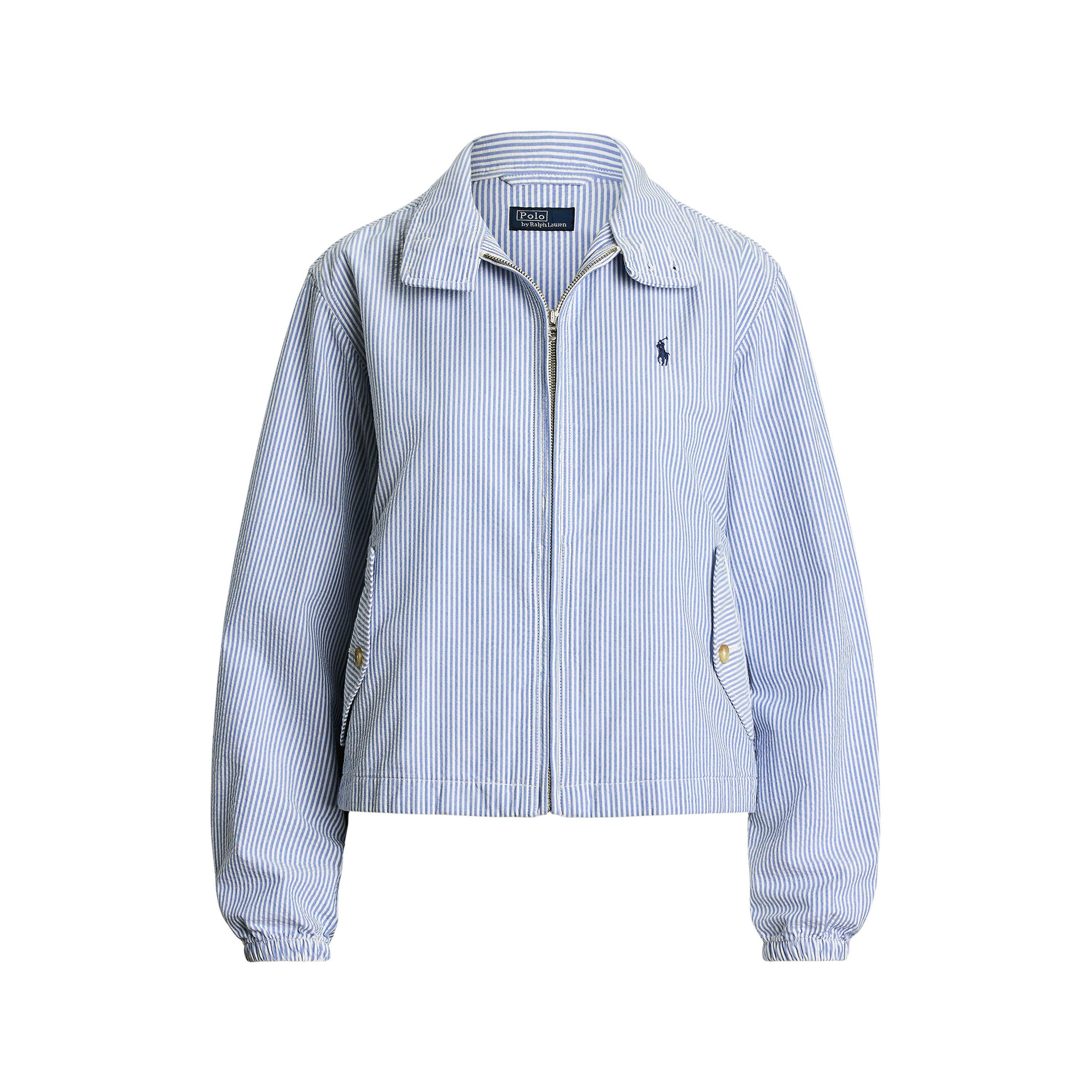 Seersucker Cotton Long Sleeve Windbreaker