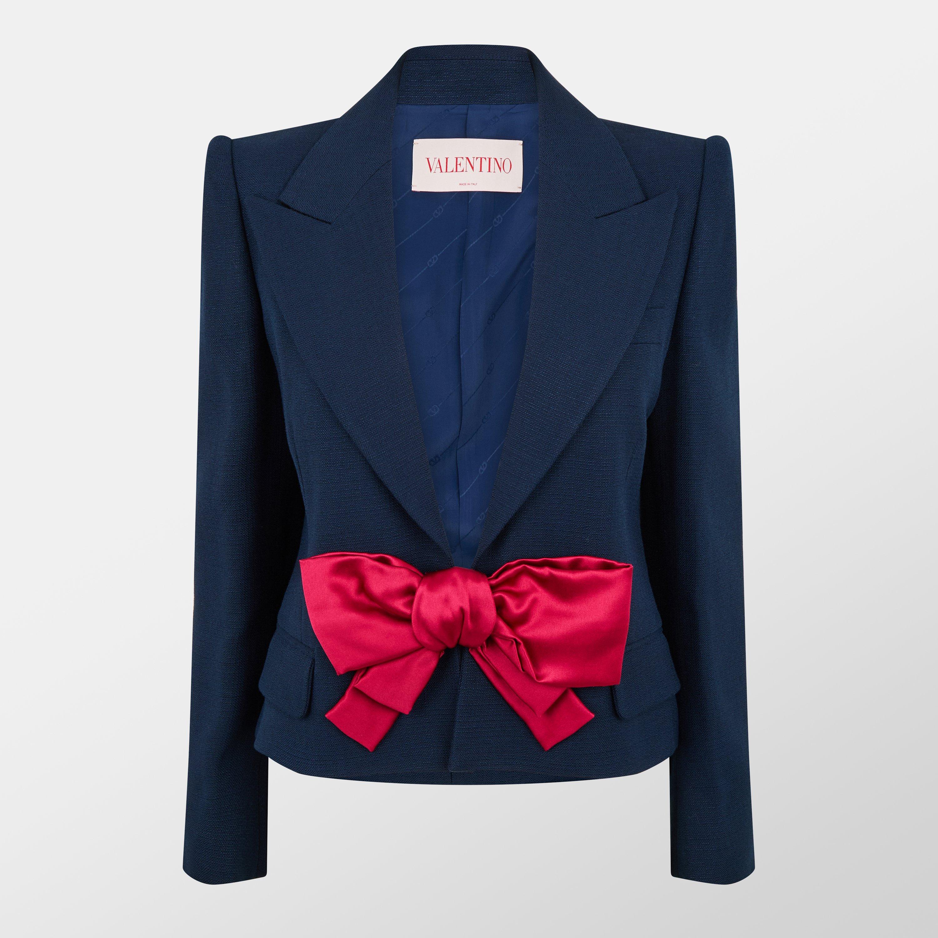 Bow Wool Long Sleeve Blazer