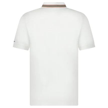Burberry ‘Hartford’ Striped Check Short Sleeve Polo in White