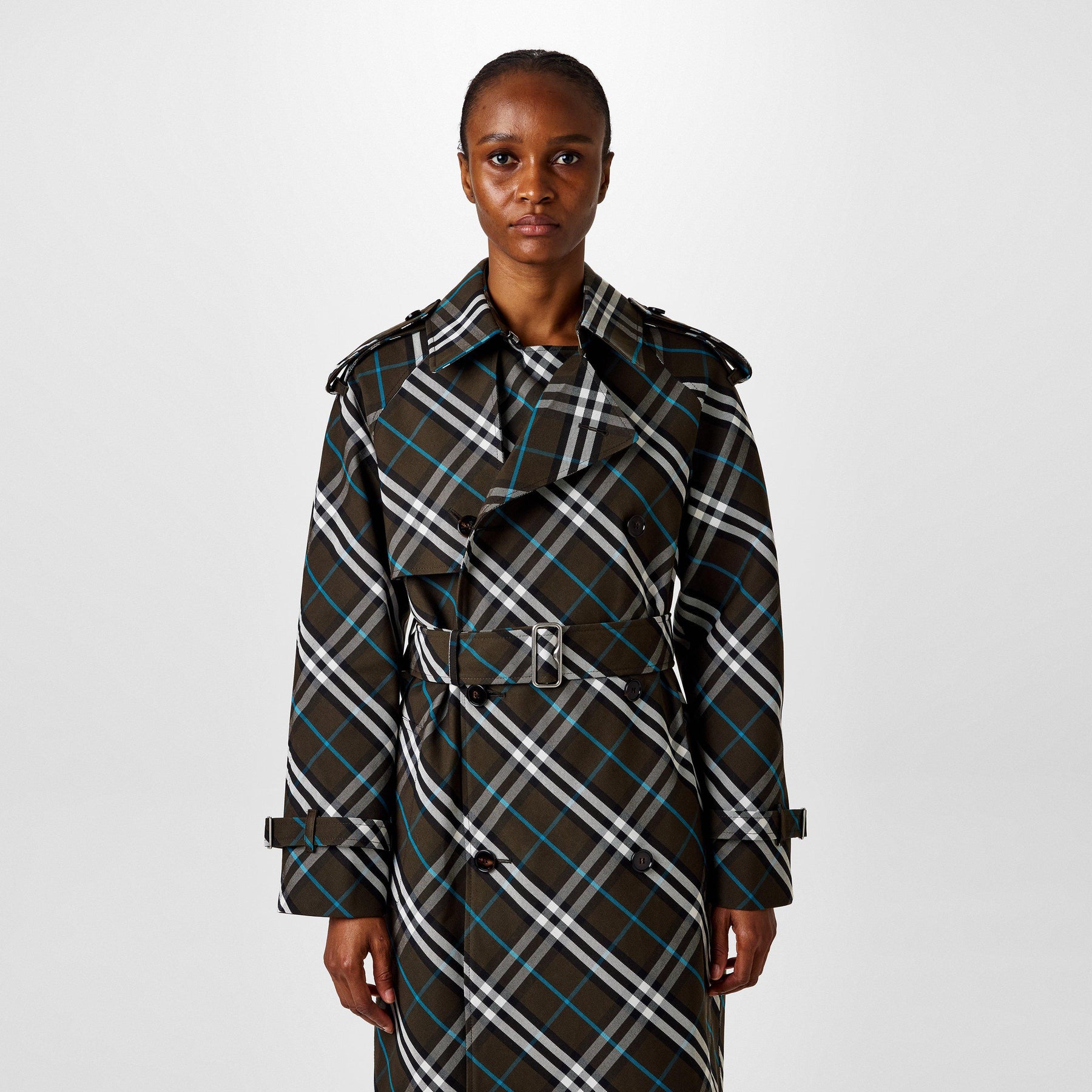 Long Check Trench Coat