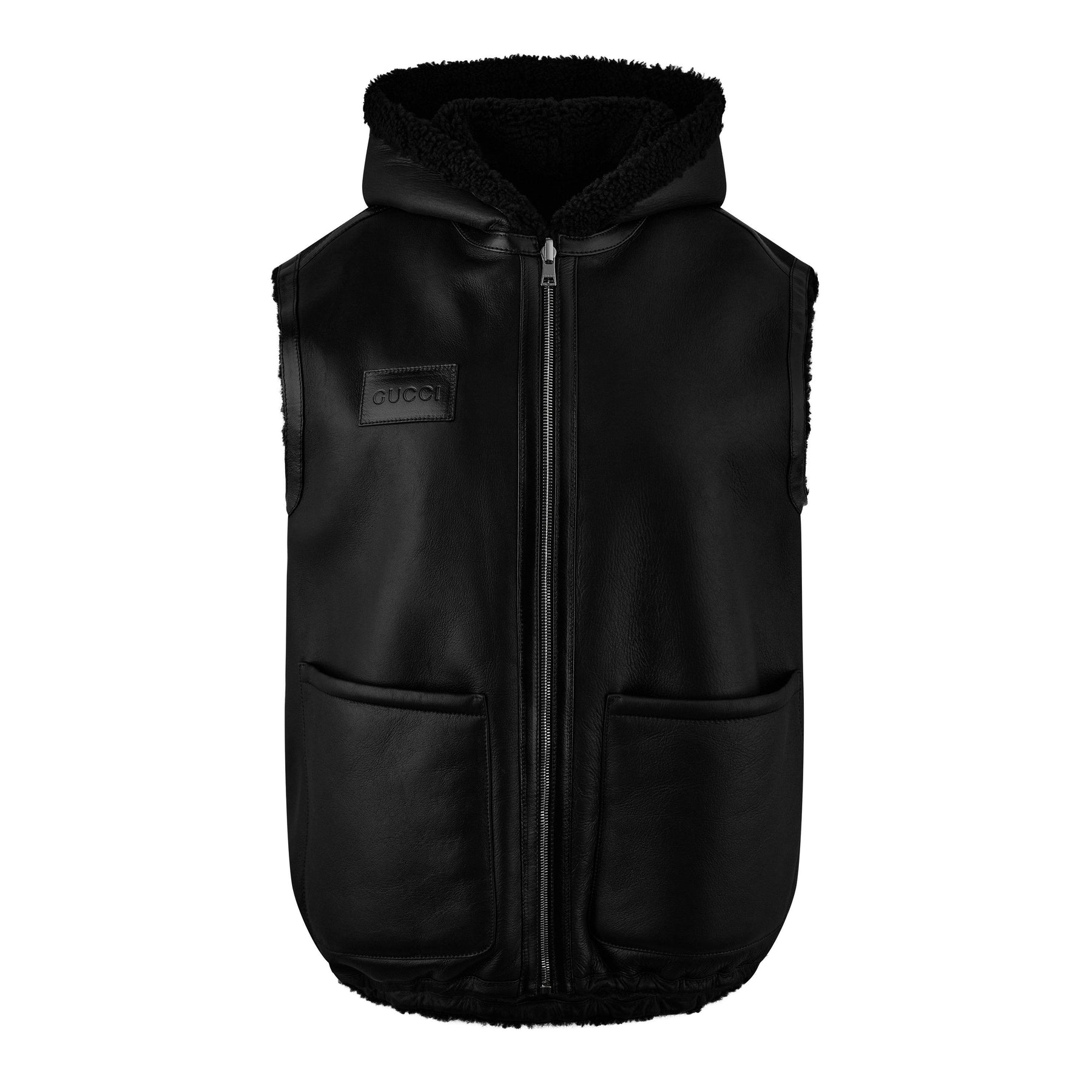 Women's Reversible Suede And Shearling Logo Gilet