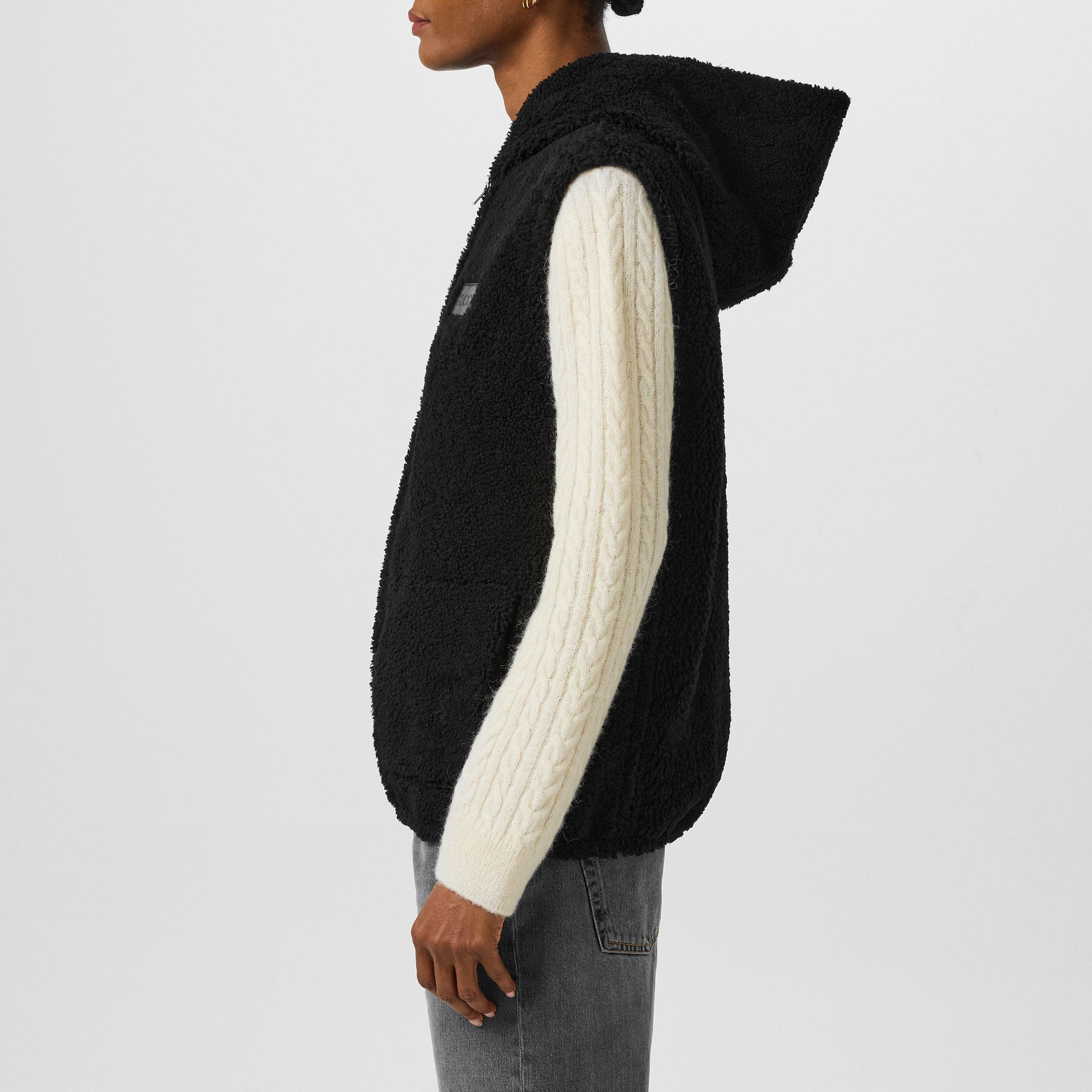 Women's Reversible Suede And Shearling Logo Gilet