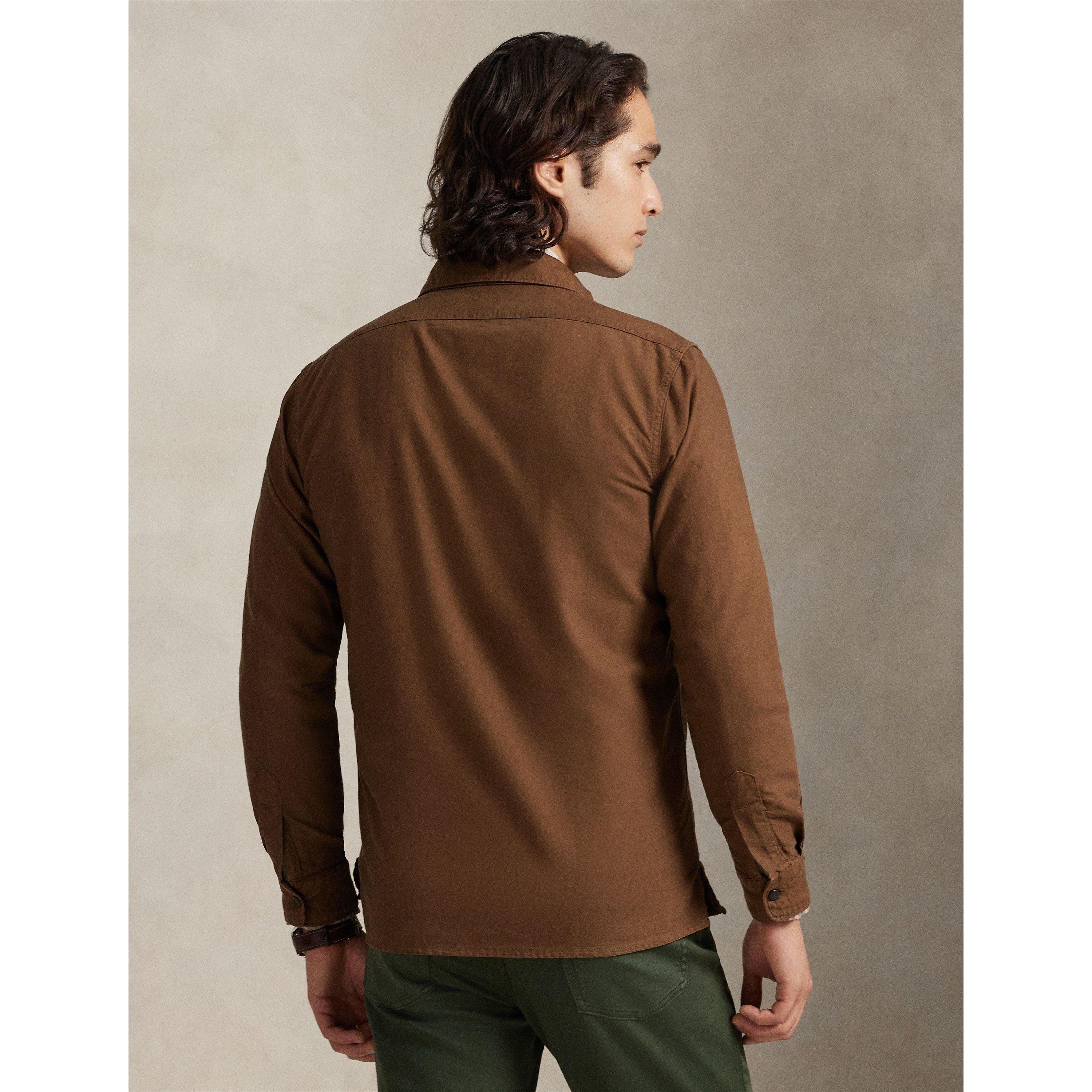 Garment Dye Cotton Long Sleeve Full Zip Overshirt