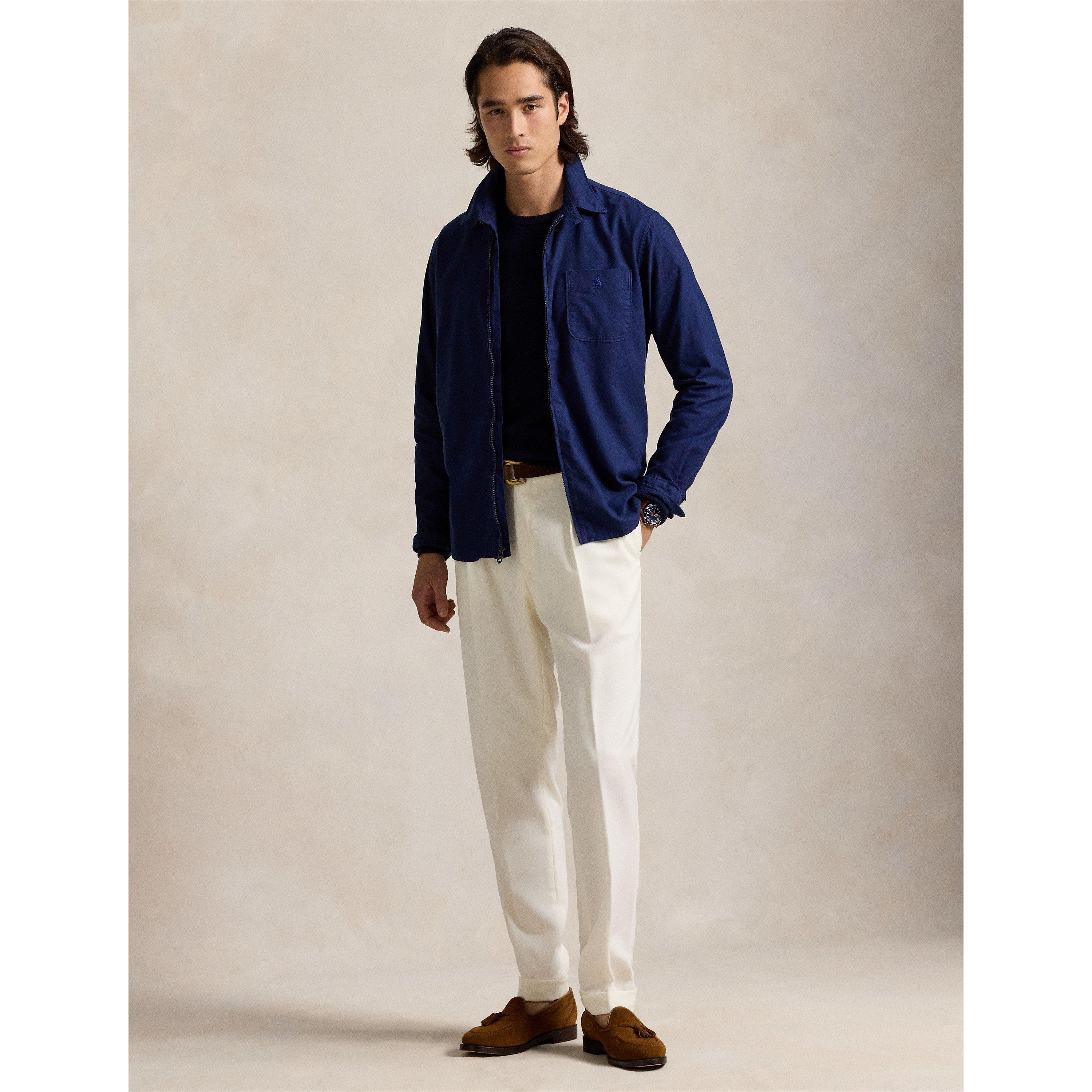 Garment Dye Cotton Long Sleeve Full Zip Overshirt