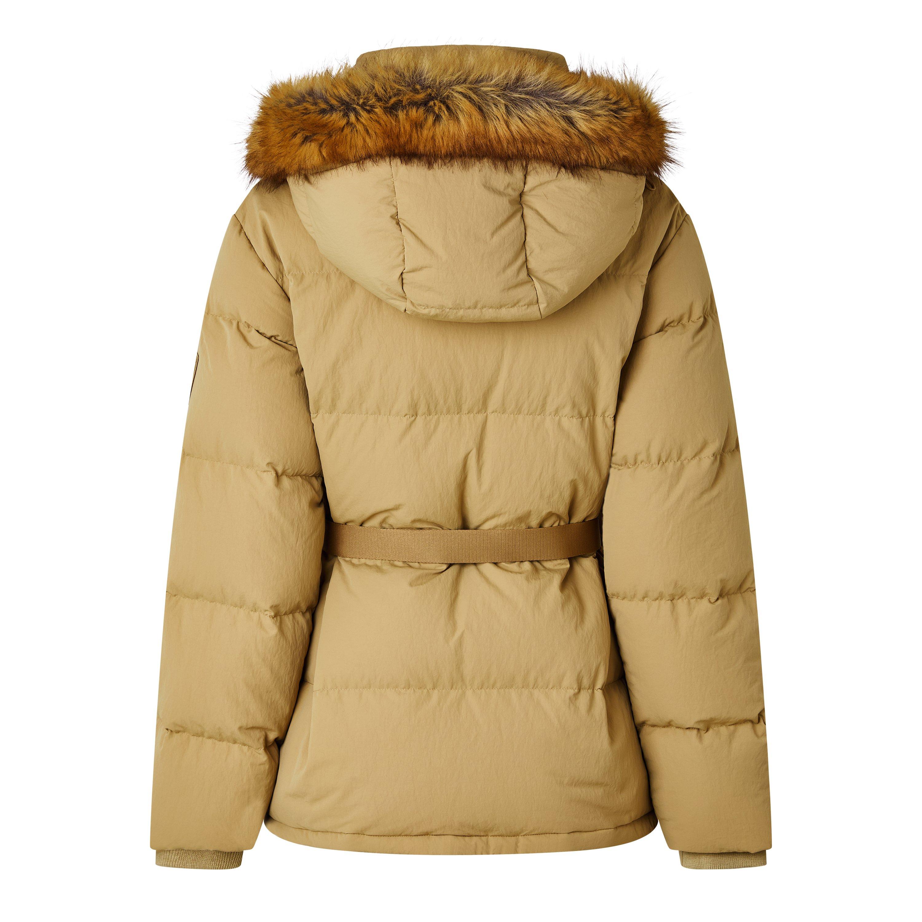 Water-Repellent Detachable Hood Faux-Fur Trim Short Puffer Jacket