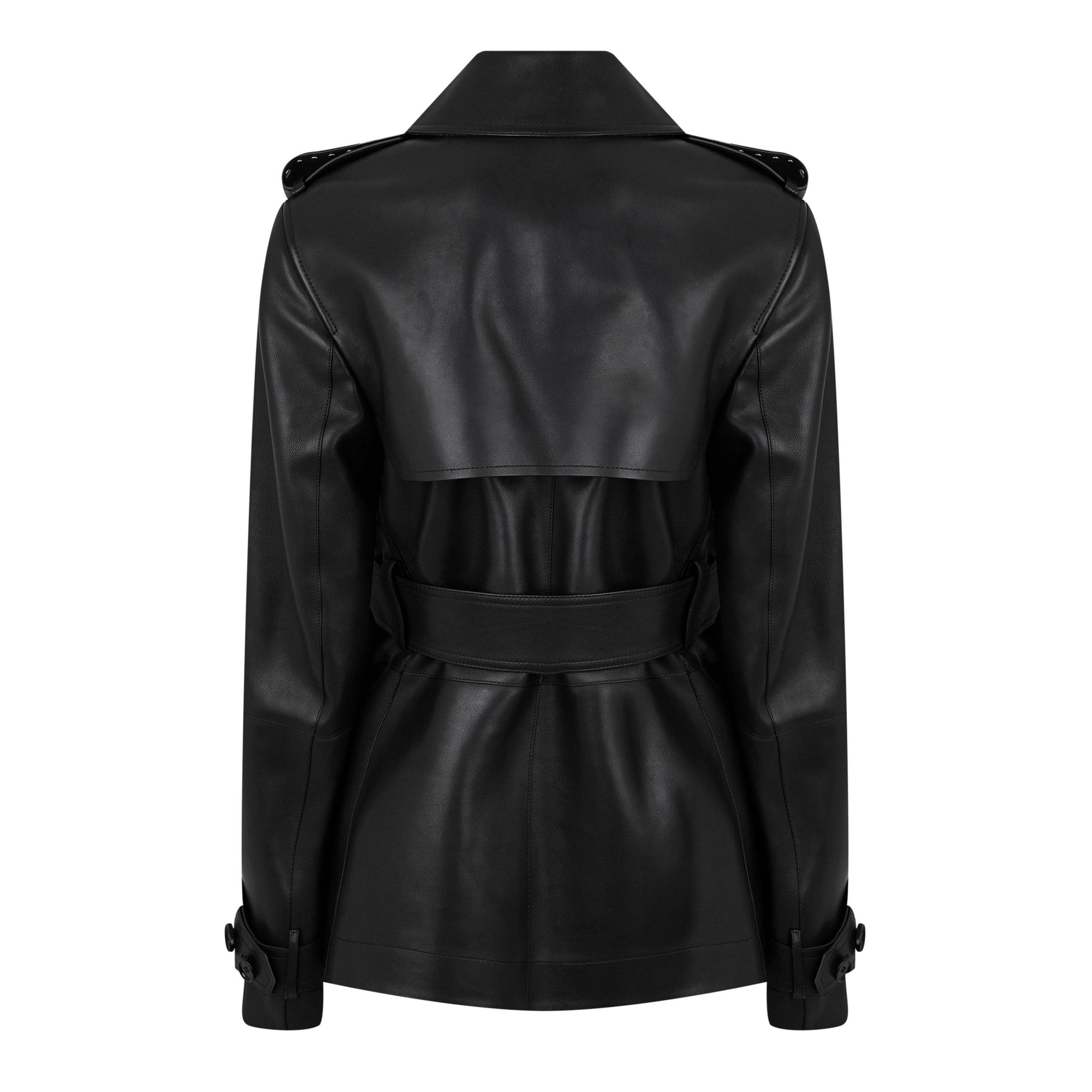 Studded Leather Trench Jacket
