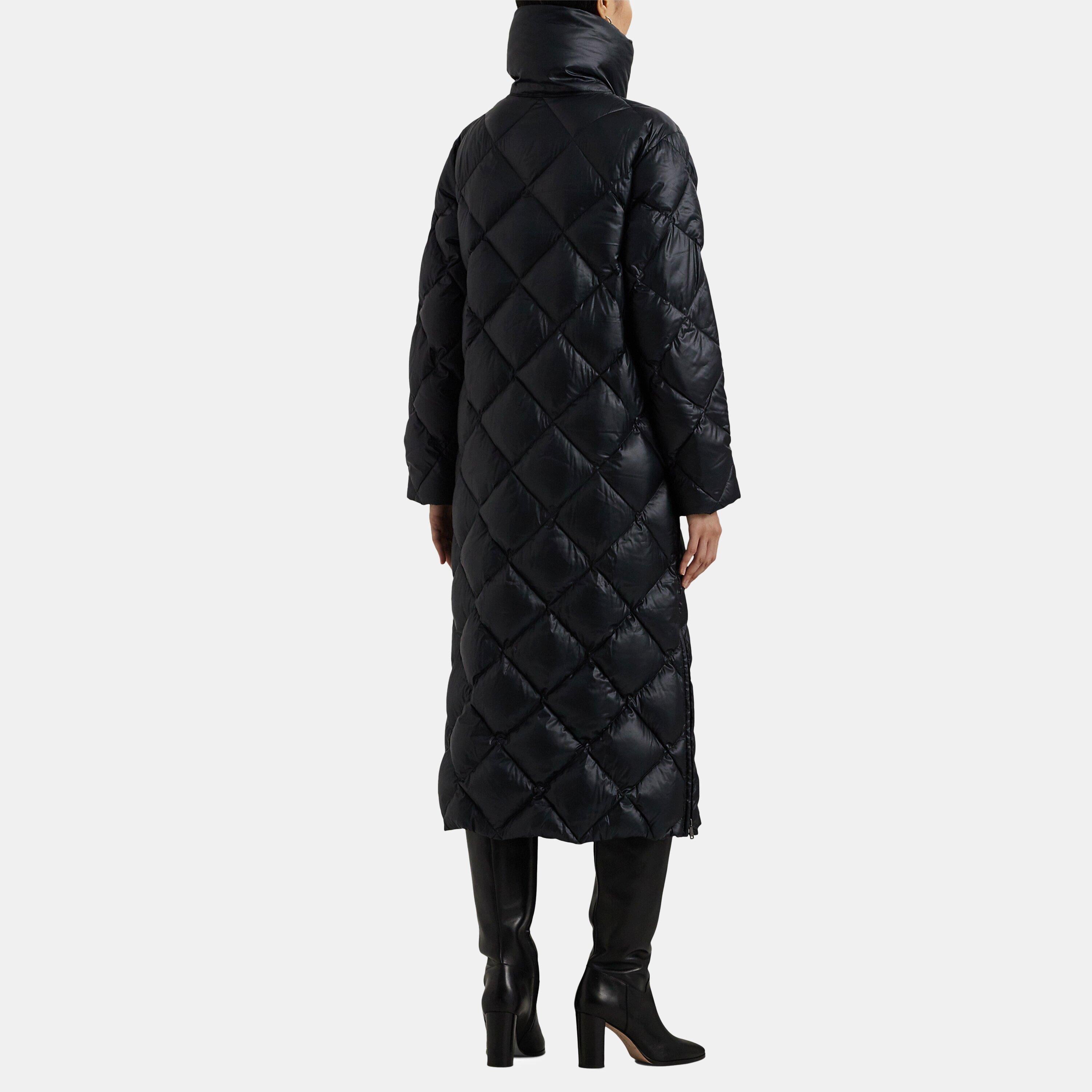 Duck Down Funnel Neck Long Puffer Jacket