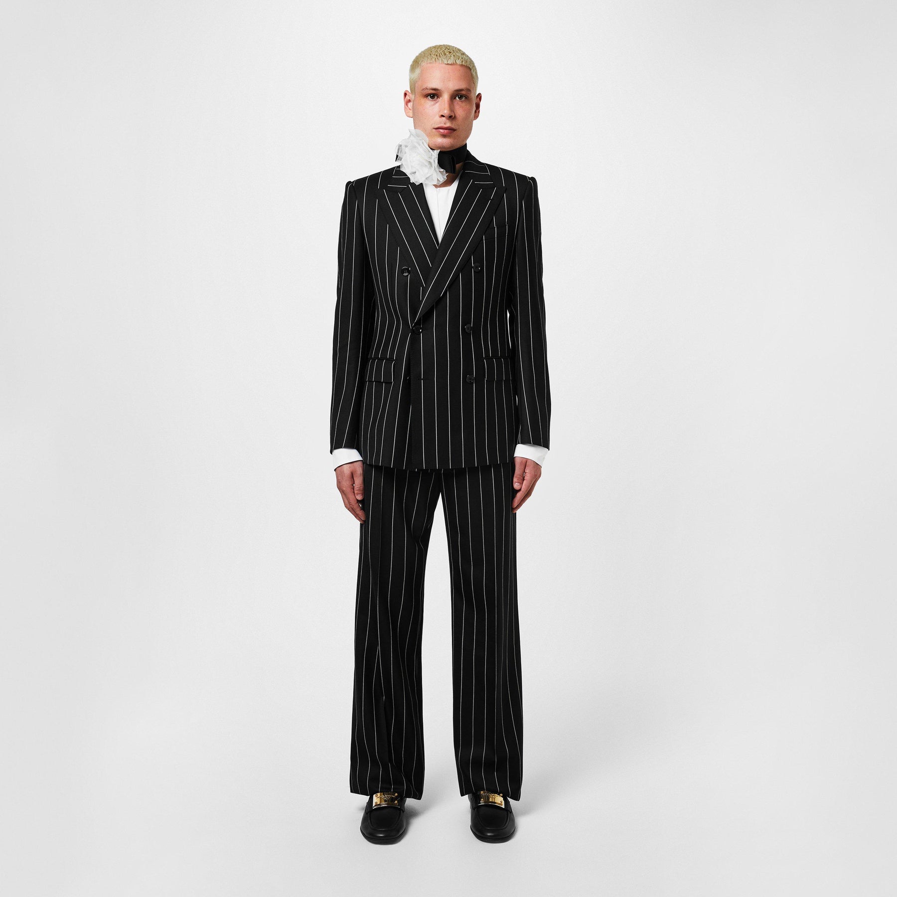 Double-Breasted Pinstripe Blazer