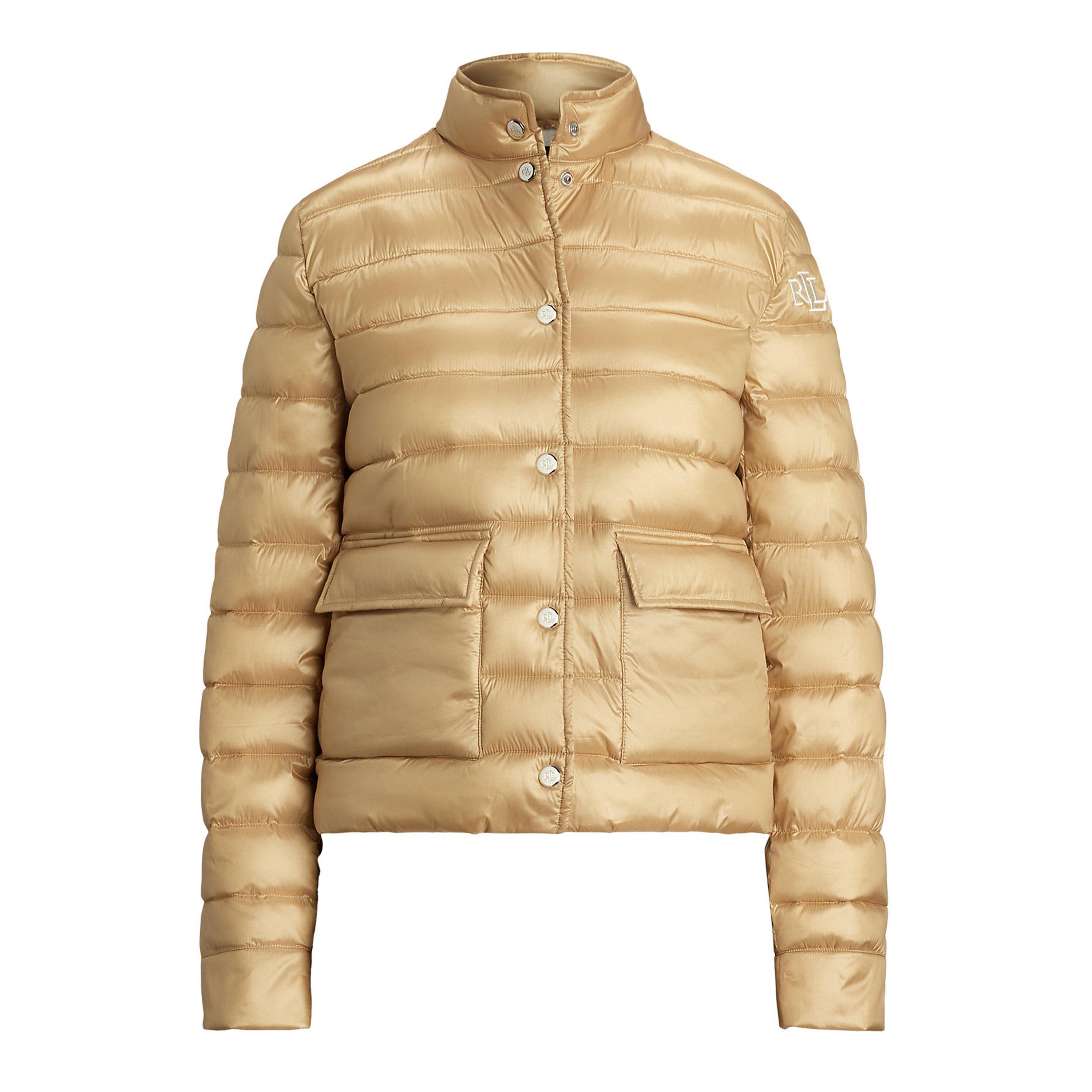 Metallic Quilted Duck Down Long Sleeve Short Puffer Jacket