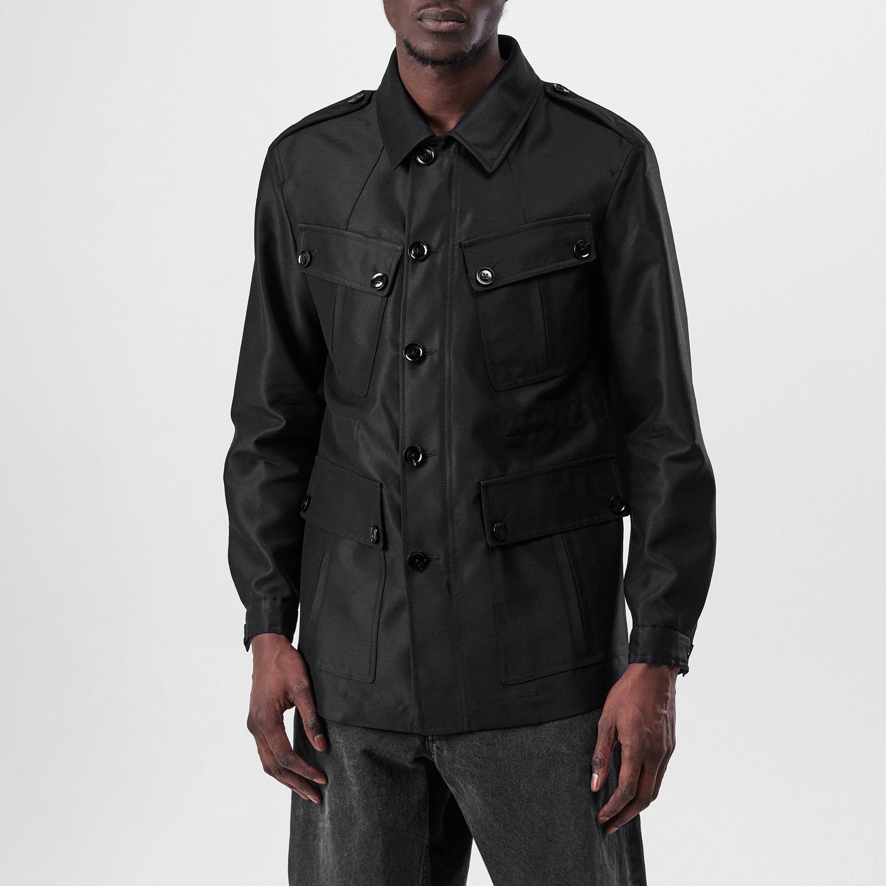 Wool Silk Faille Safari Jacket