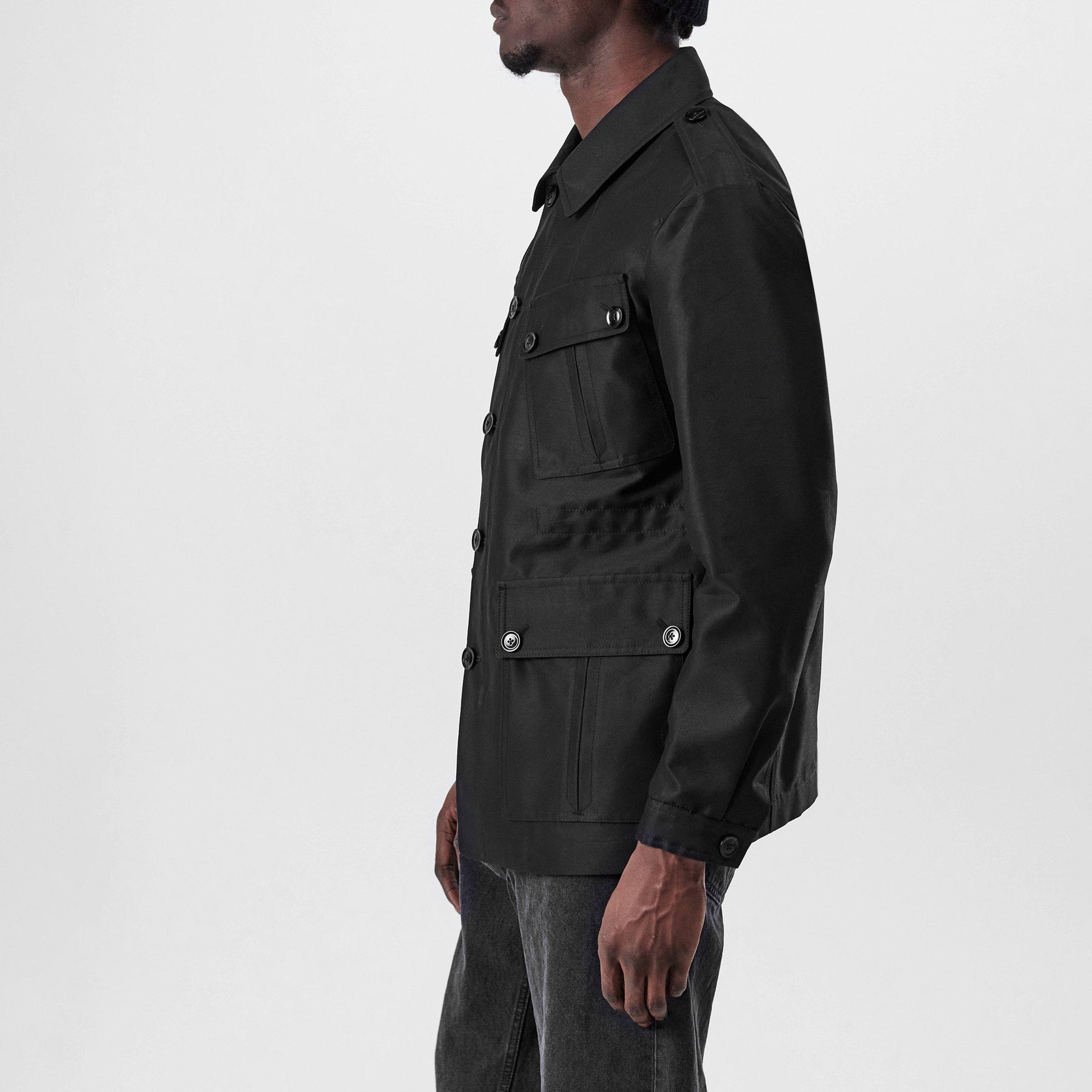 Wool Silk Faille Safari Jacket