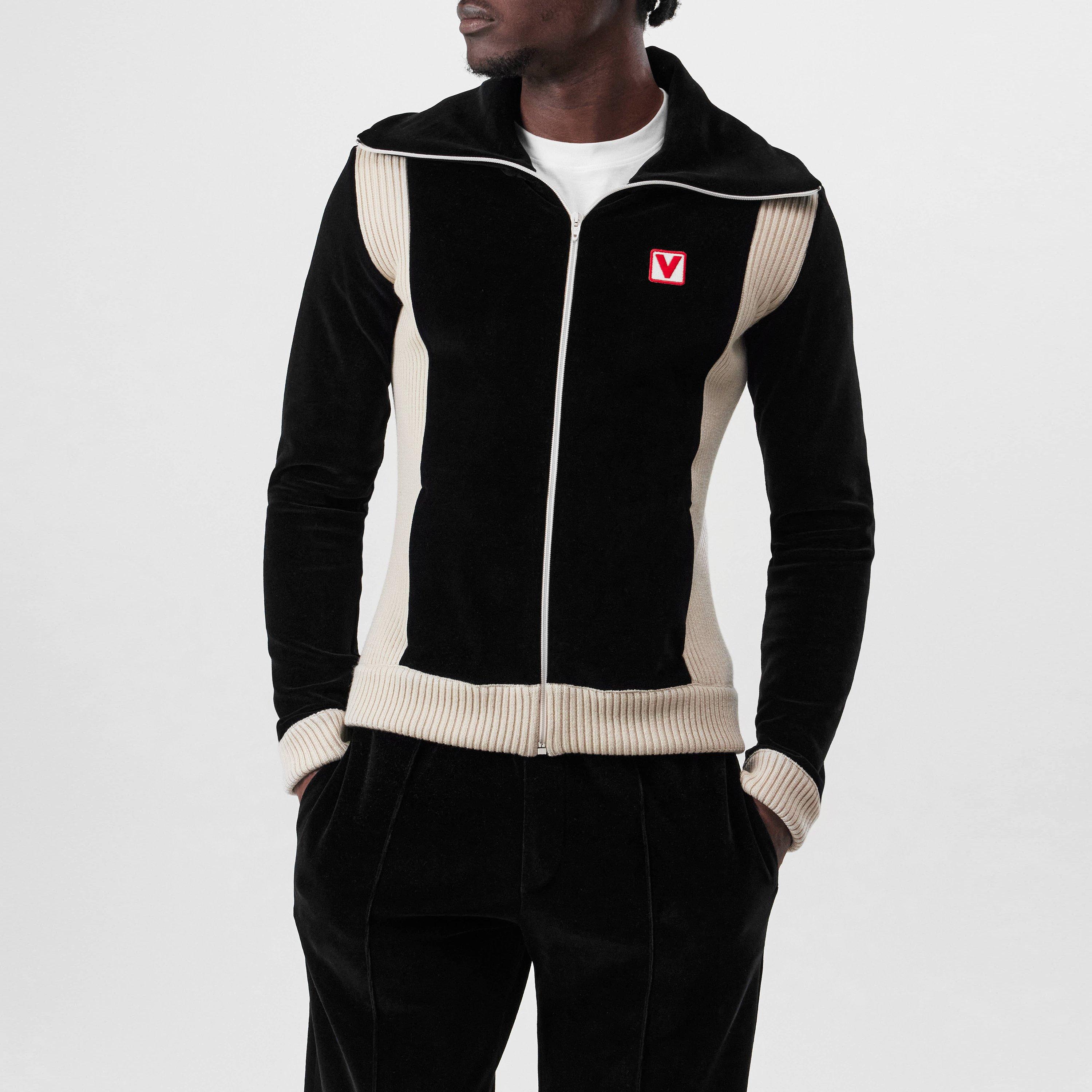 Chez Valentino High-Neck Chenille Tracksuit Jacket