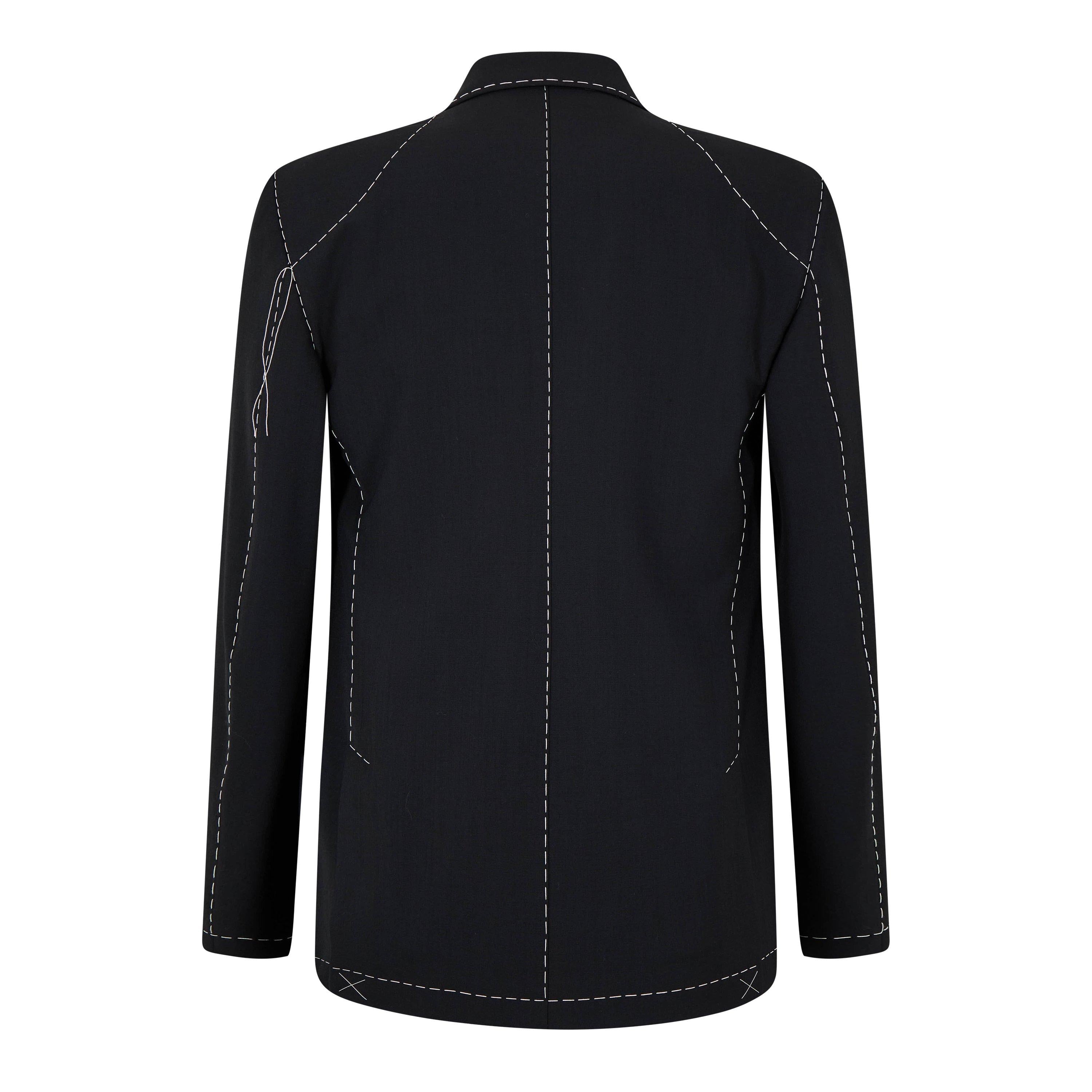 Body Stitch Double-Breasted Contrast Stitching Long Sleeve Blazer