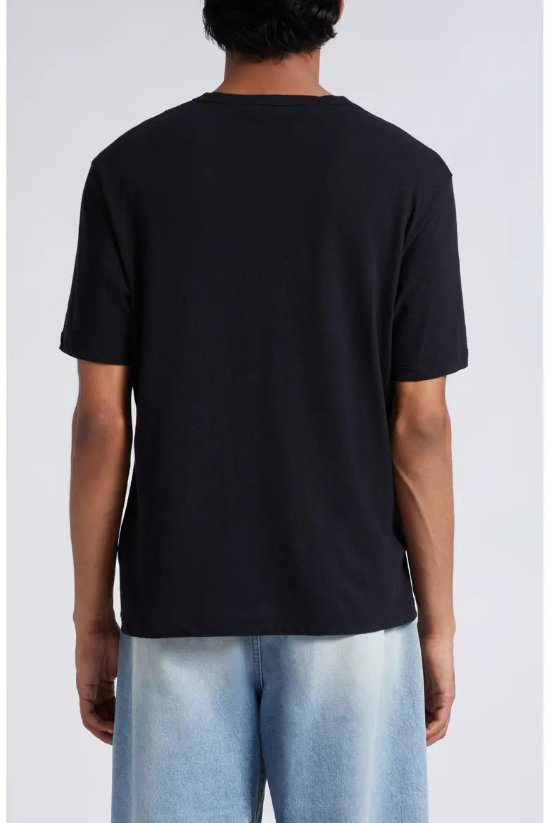 Embroidered Logo Cotton & Linen Graphic T-Shirt