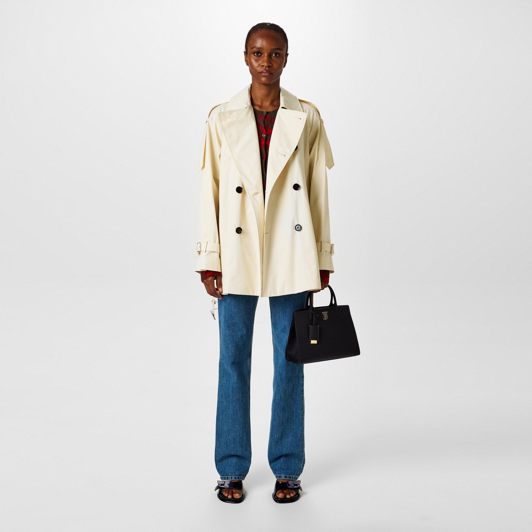 Short Gabardine Trench Coat