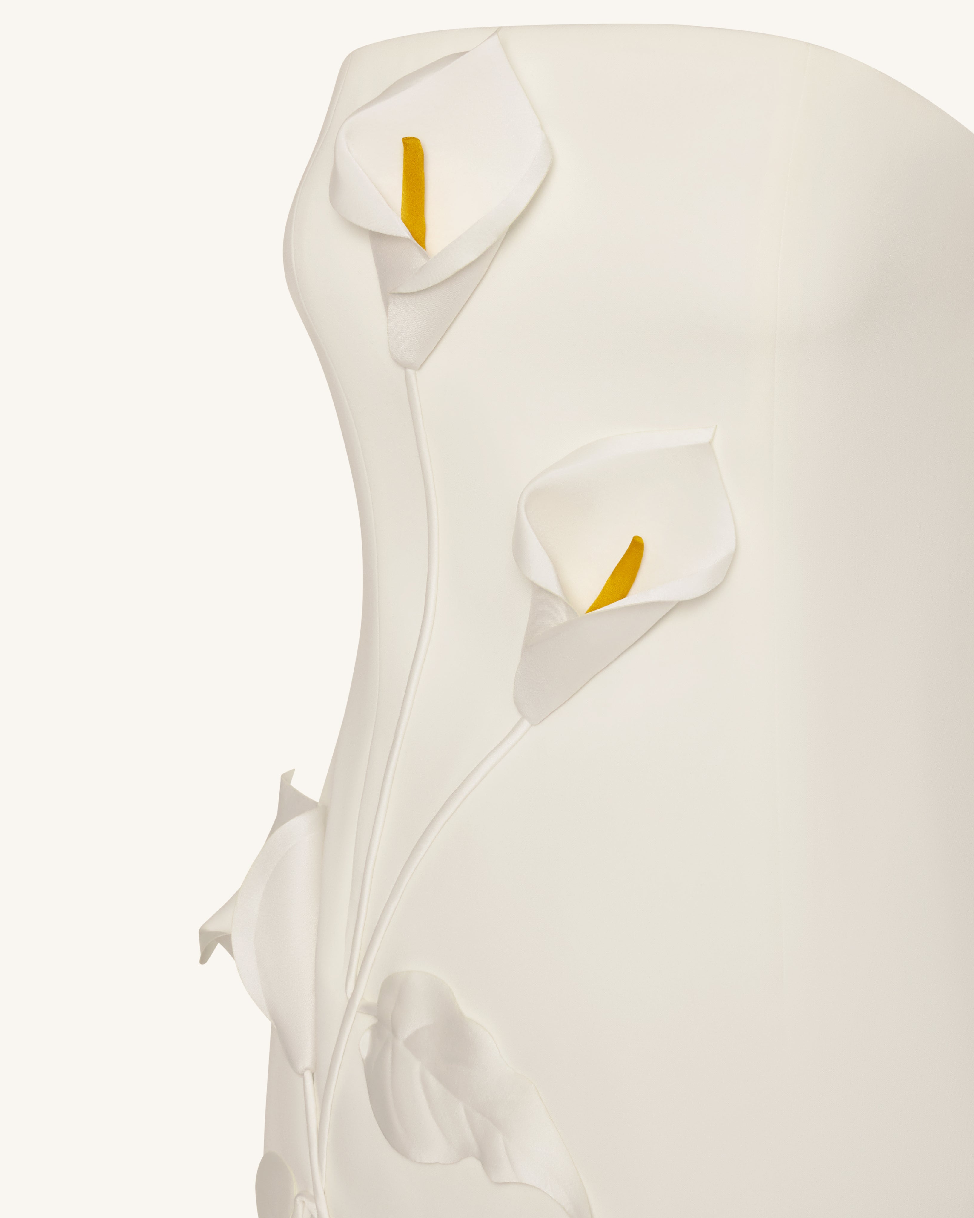 Strapless Floral Appliqué Dress - White