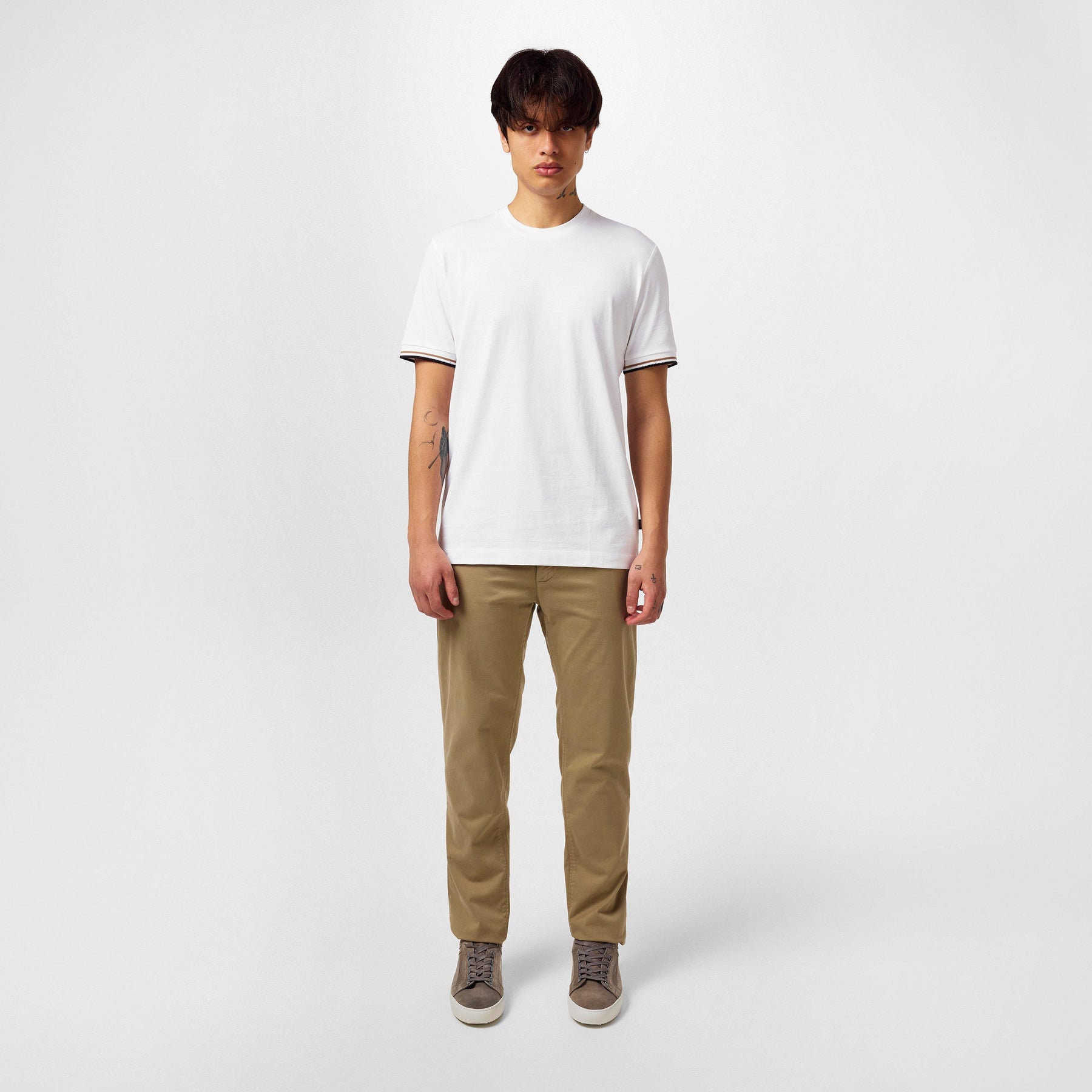 Men's Regular Fit Striped-Trim T-Shirt