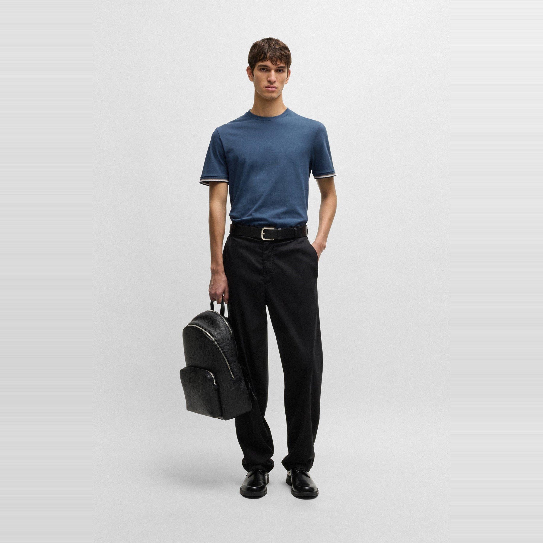 Men's Regular Fit Striped-Trim T-Shirt