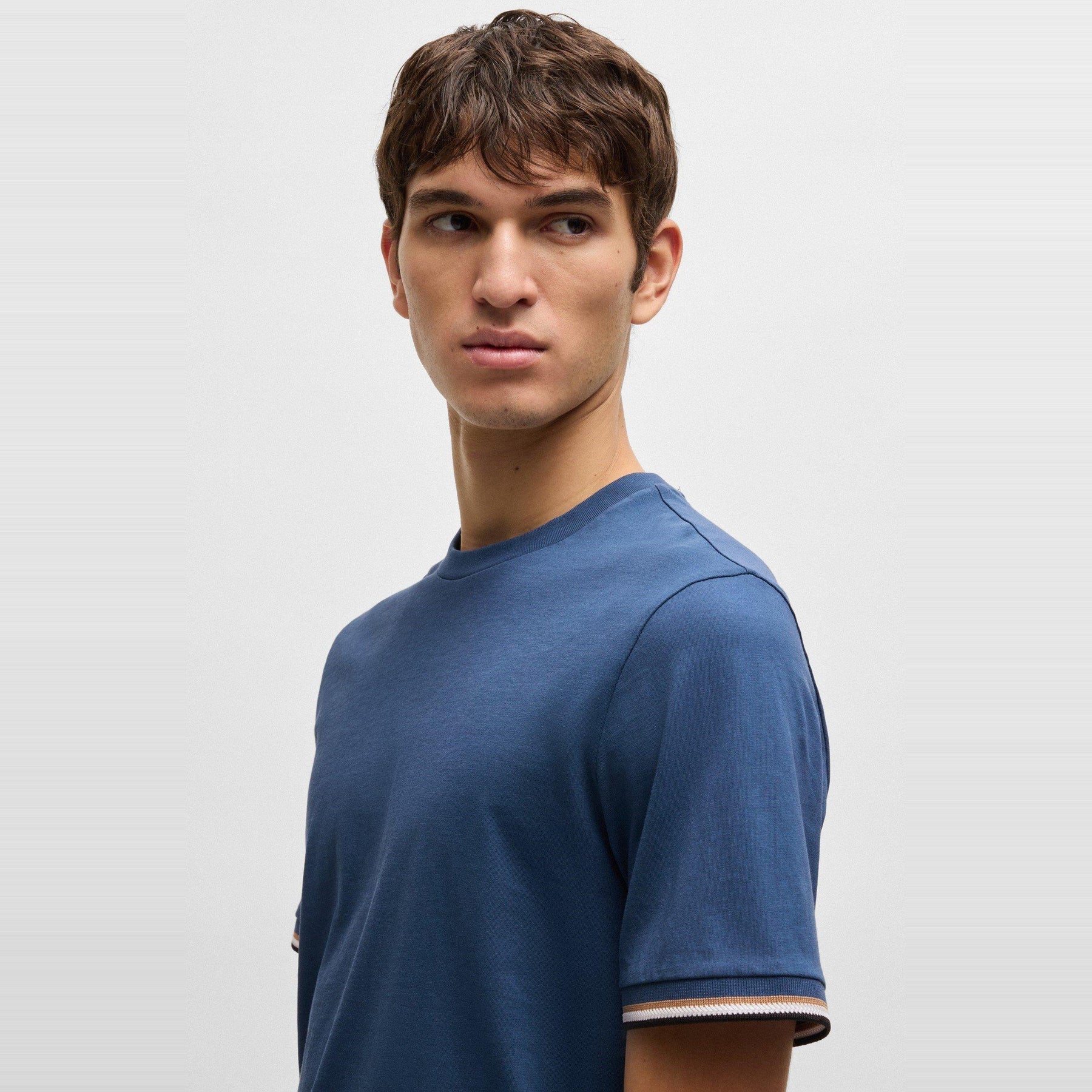 Men's Regular Fit Striped-Trim T-Shirt