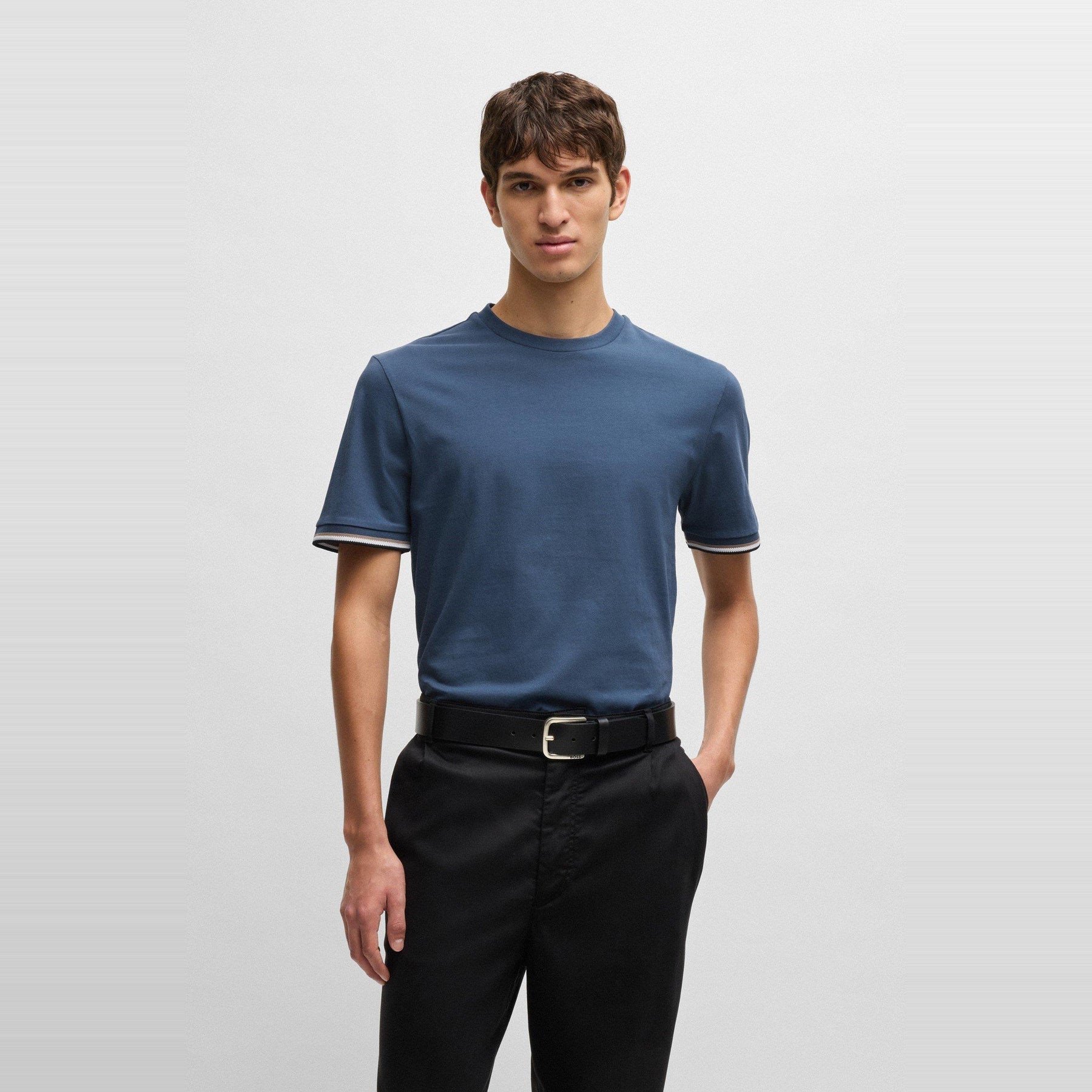 Men's Regular Fit Striped-Trim T-Shirt