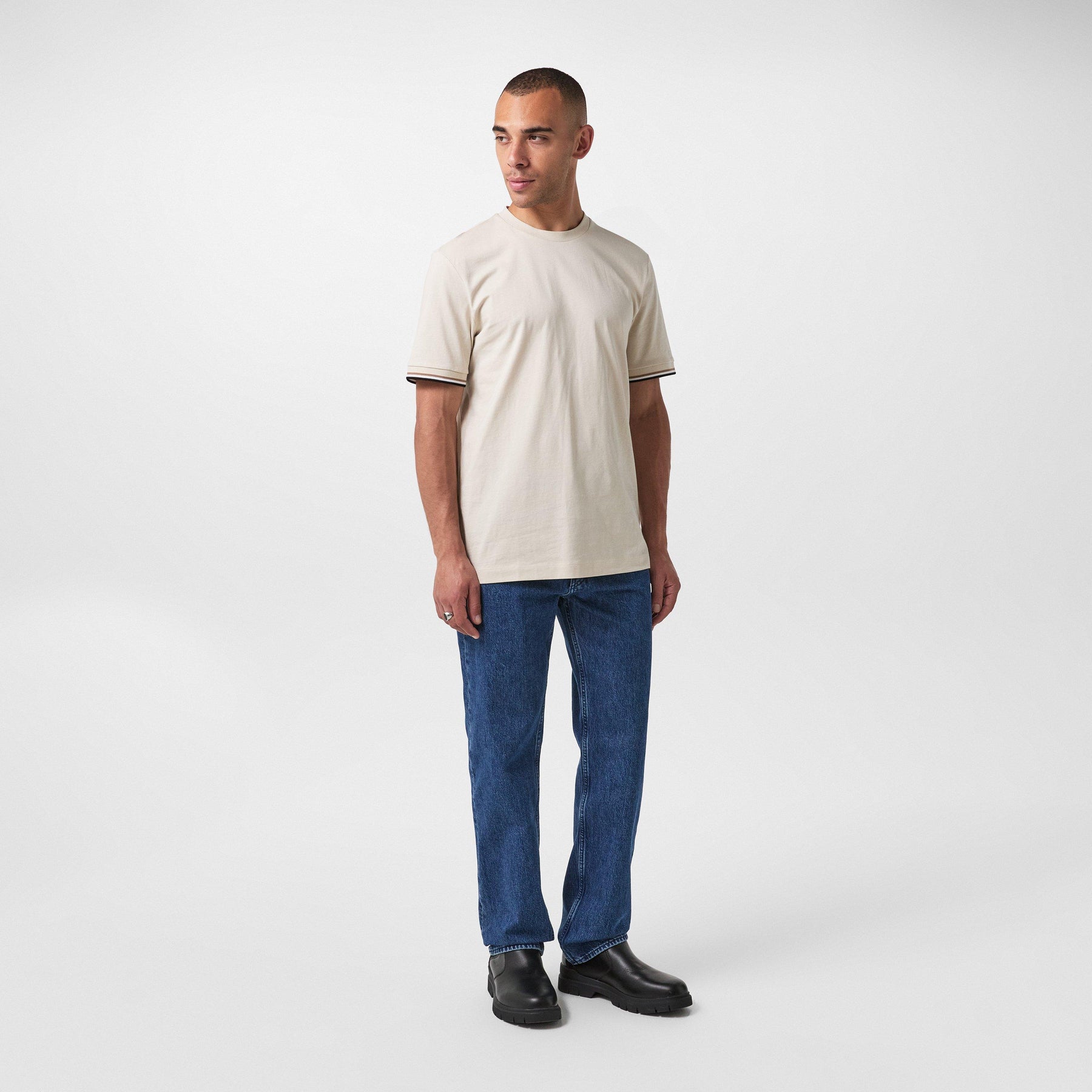 Men's Regular Fit Striped-Trim T-Shirt