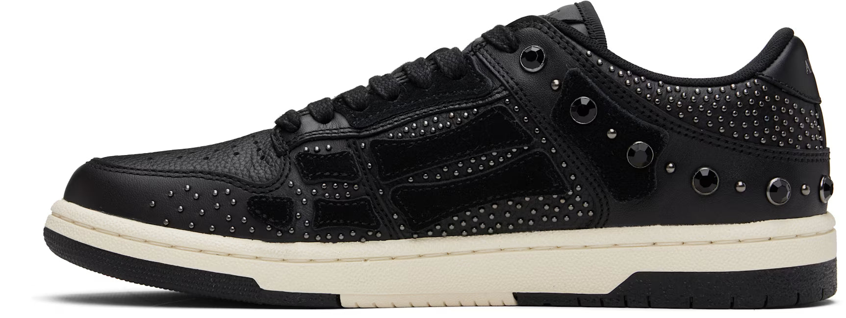 Black Crystal Studded Skel Top Low Sneakers