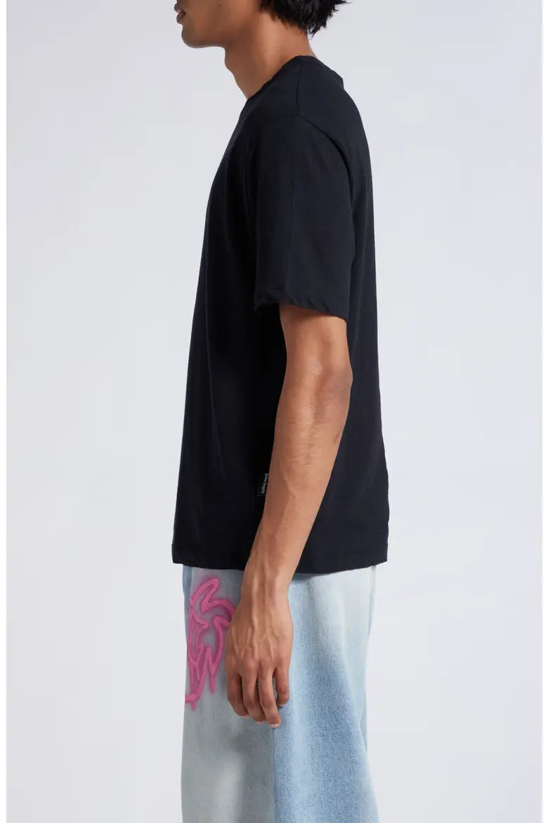 Embroidered Logo Cotton & Linen Graphic T-Shirt