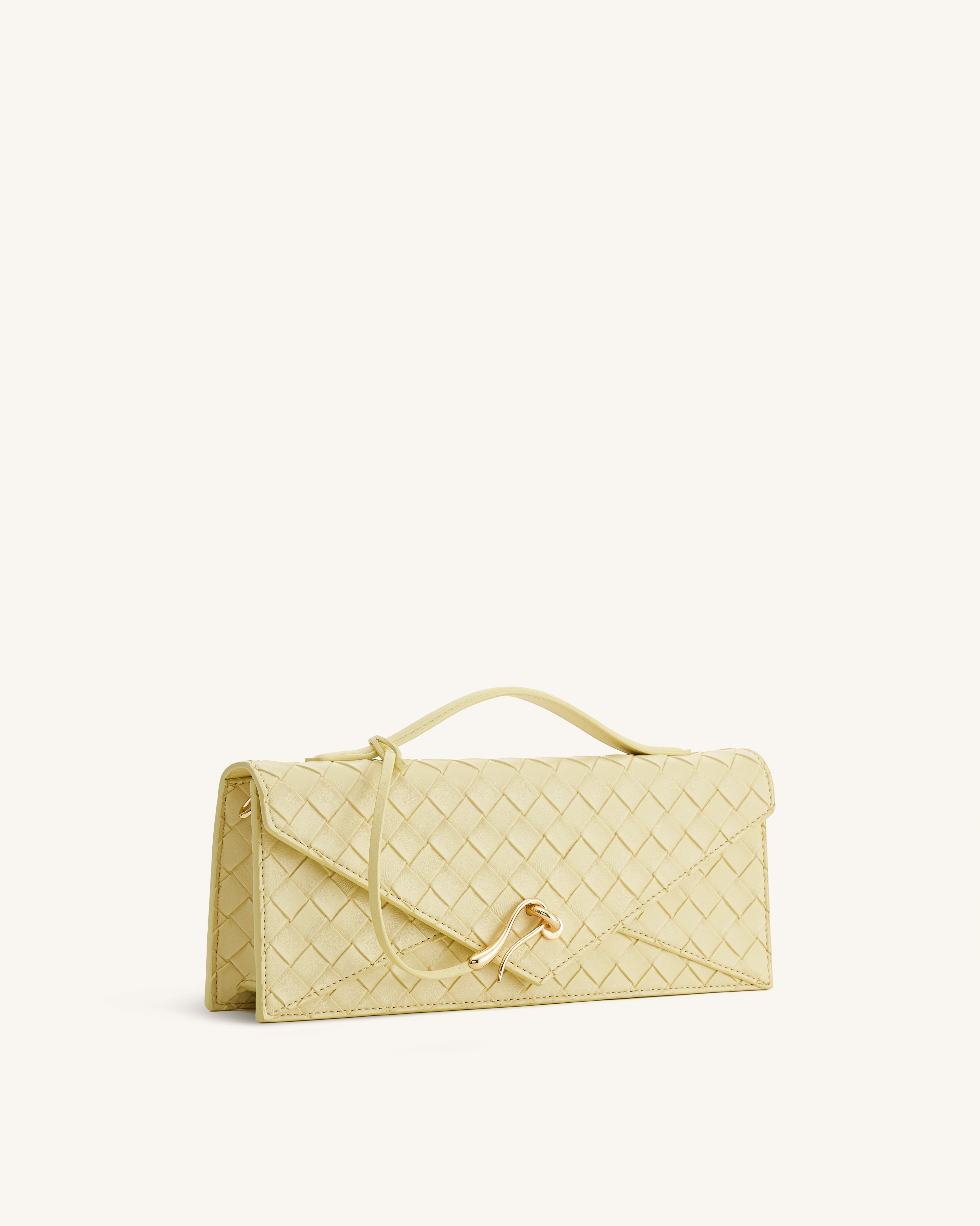 Celeste Woven Textured Envelope Top Handle Bag - Dark Brown