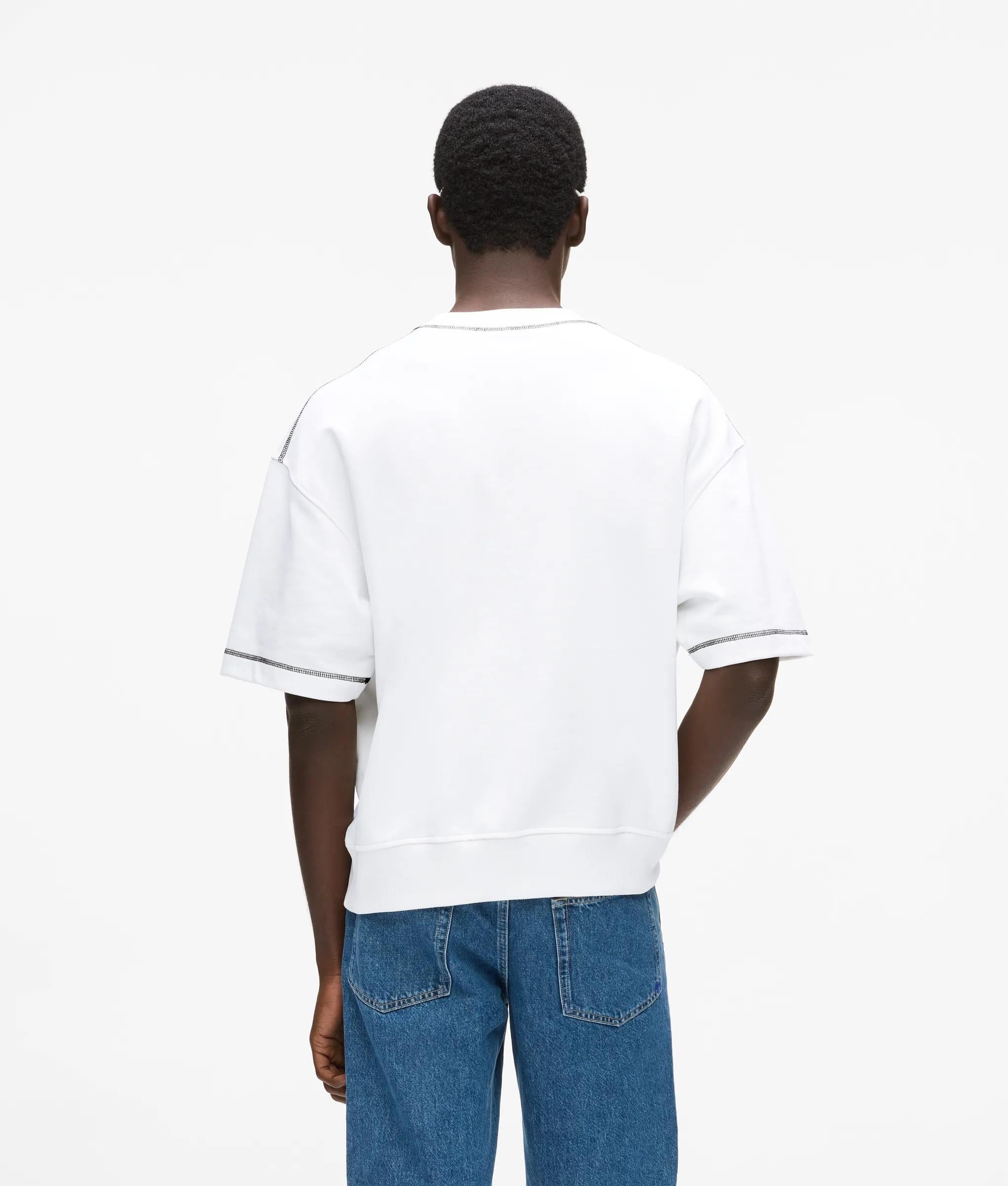 Short-sleeved contrast stitch sweatshirt