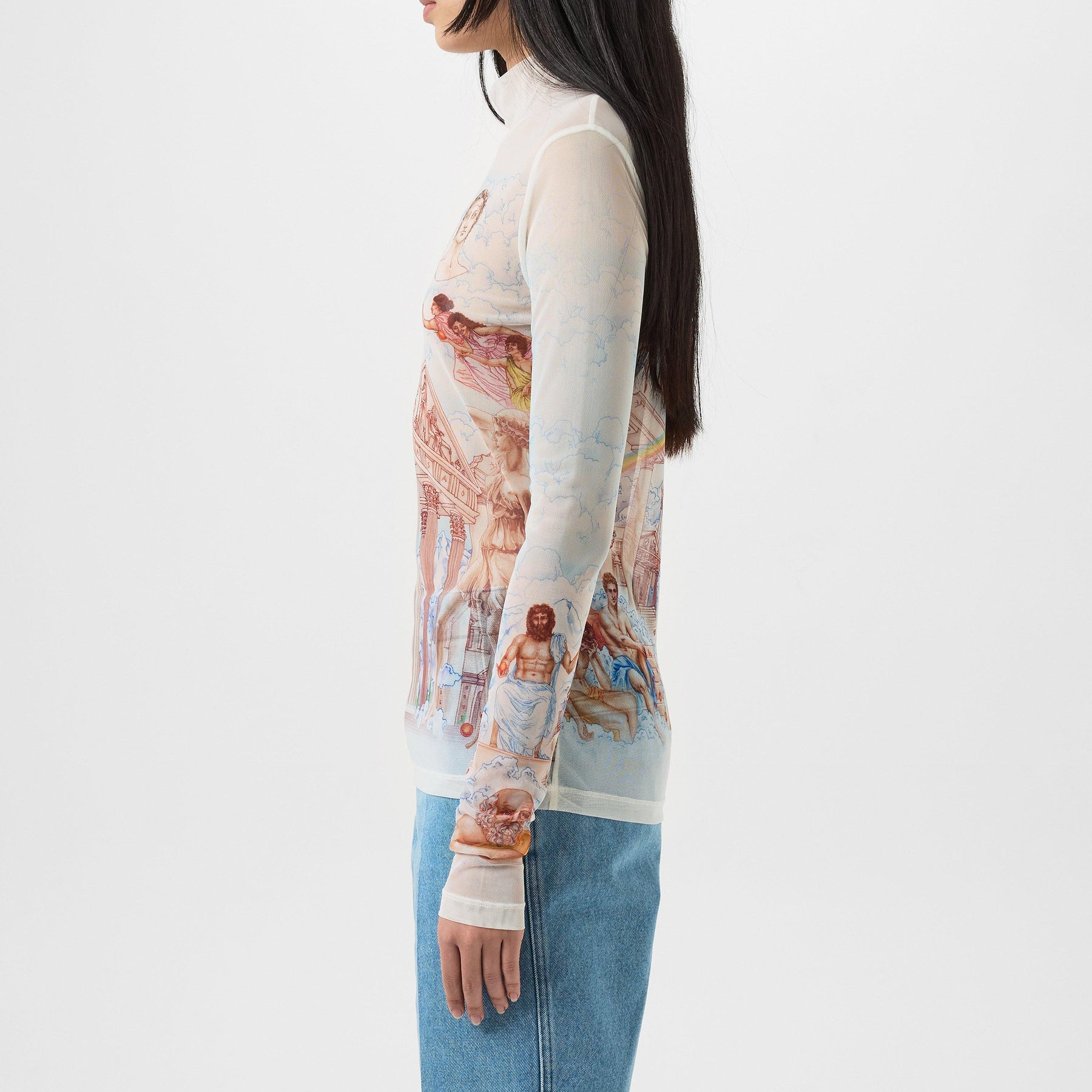 Le Temple Du Savoir Printed Mesh Top