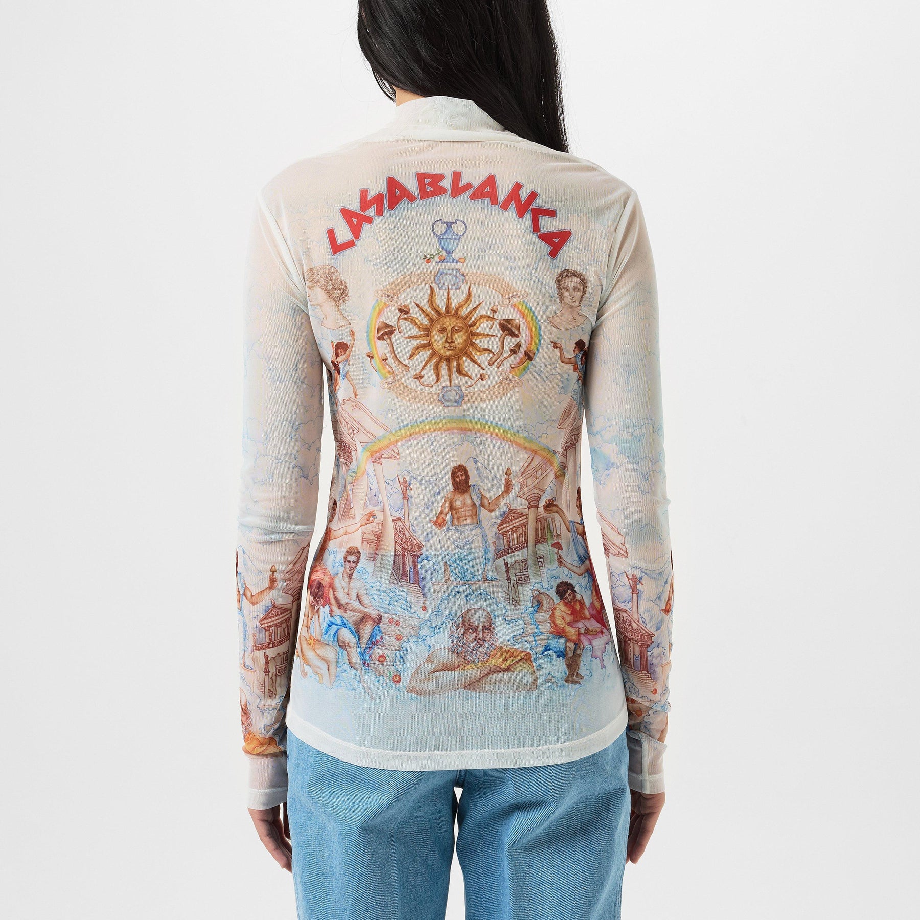 Le Temple Du Savoir Printed Mesh Top