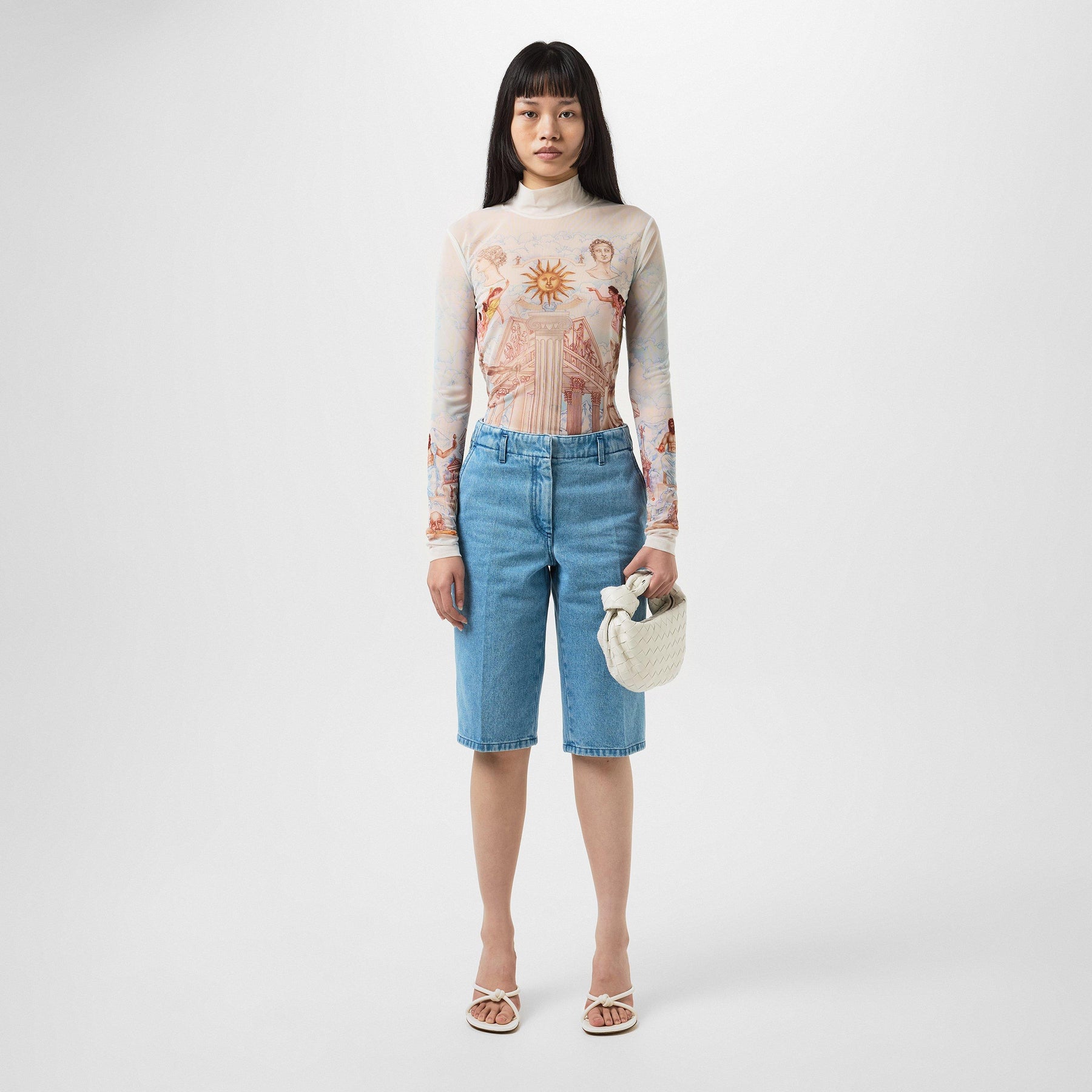 Le Temple Du Savoir Printed Mesh Top