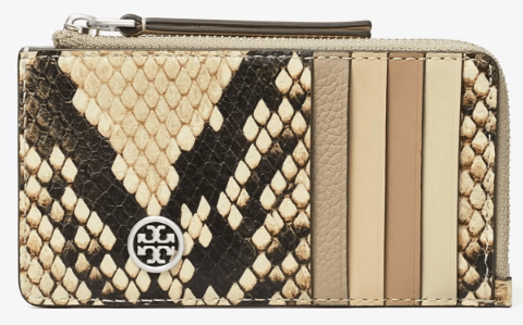 Tory Burch ROBINSON SNAKE EMBOSSED ZIP CARD CASE - Wallets | Shop From The Mirage