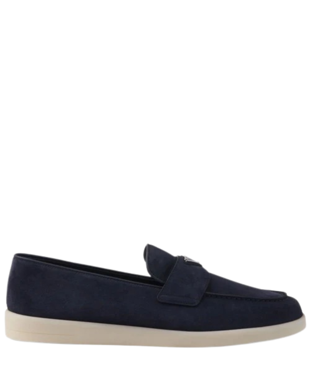 Prada Suede Loafers with Triangle Logo – Navy
