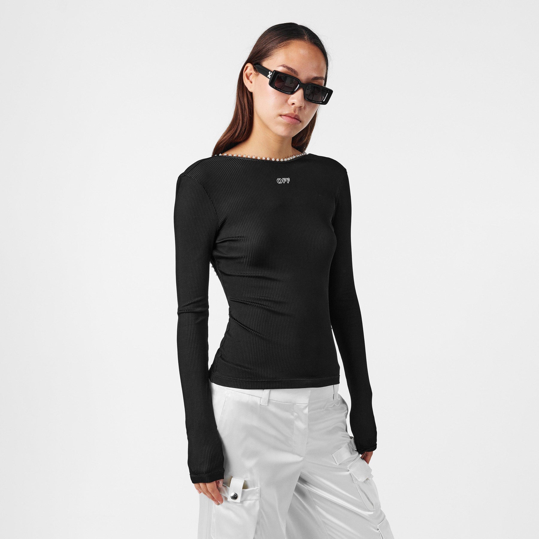 Off Ribbed LS Top Ld99