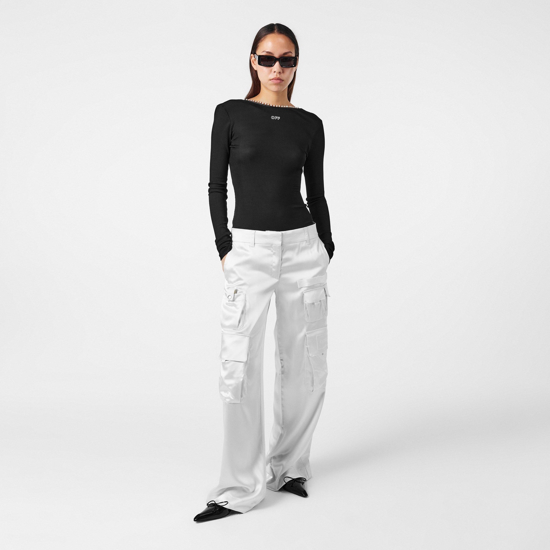 Off Ribbed LS Top Ld99