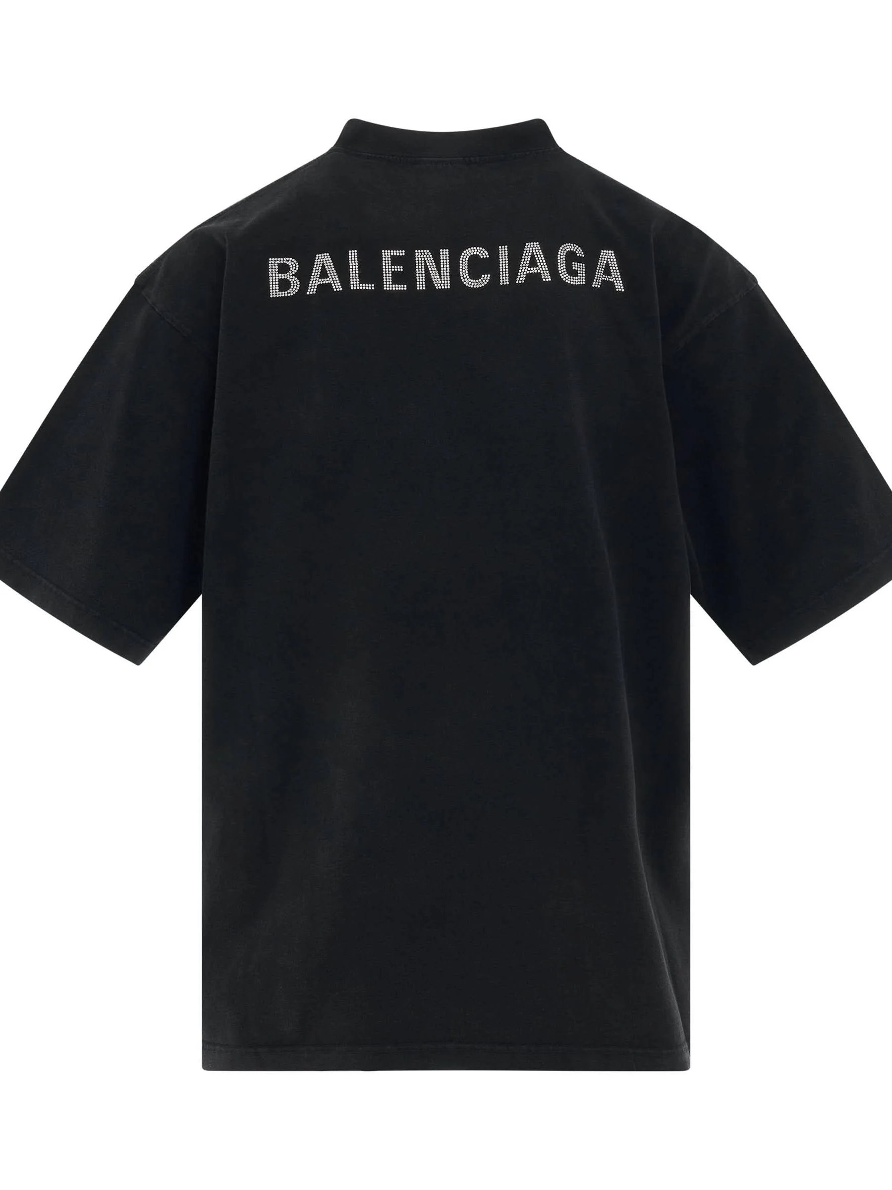Back Logo Strass Oversized T-Shirt in Black/Silver